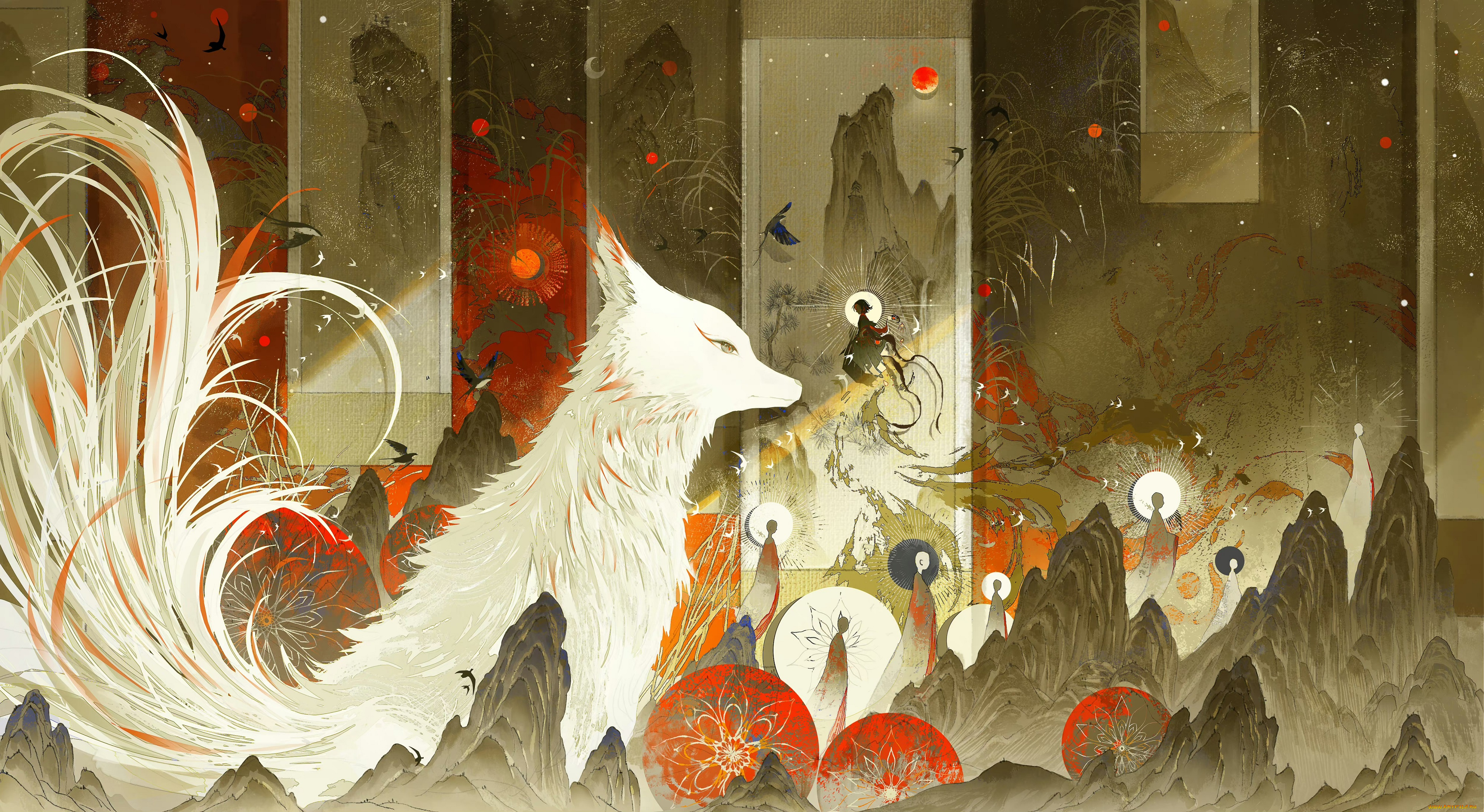 аниме, животные, , существа, лиса