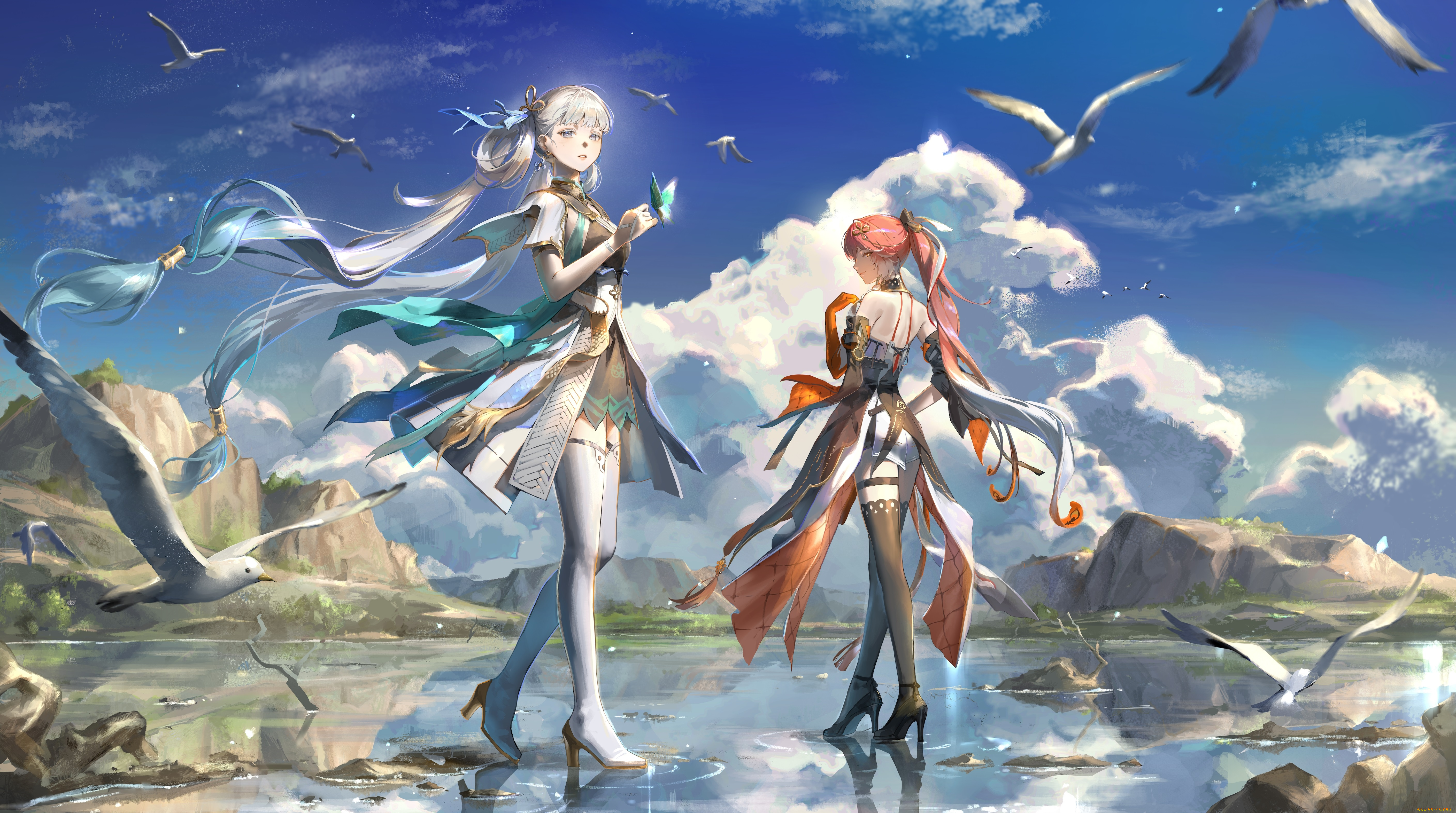 аниме, wuthering, waves, девушка