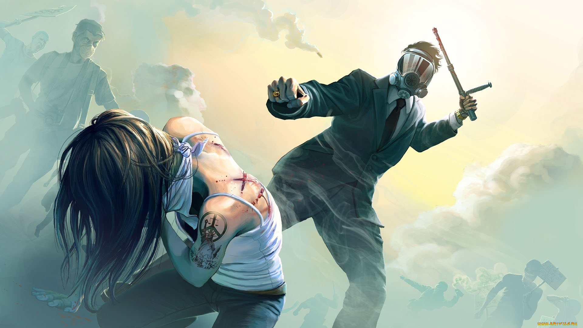 рисованные, люди, ситуация