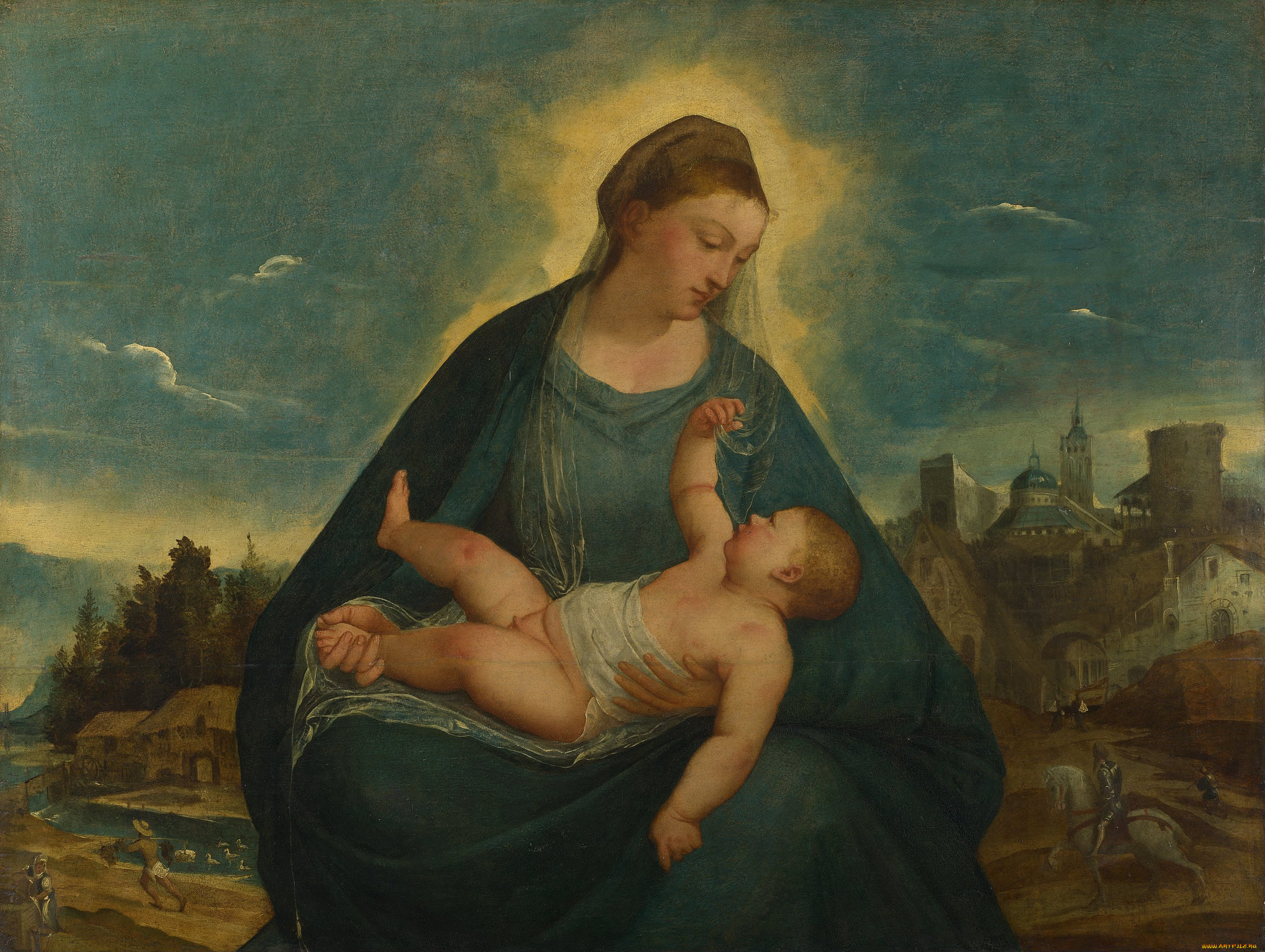 attributed, to, bernardino, da, asola, the, madonna, and, child, рисованные, мадонна, с, младенцем