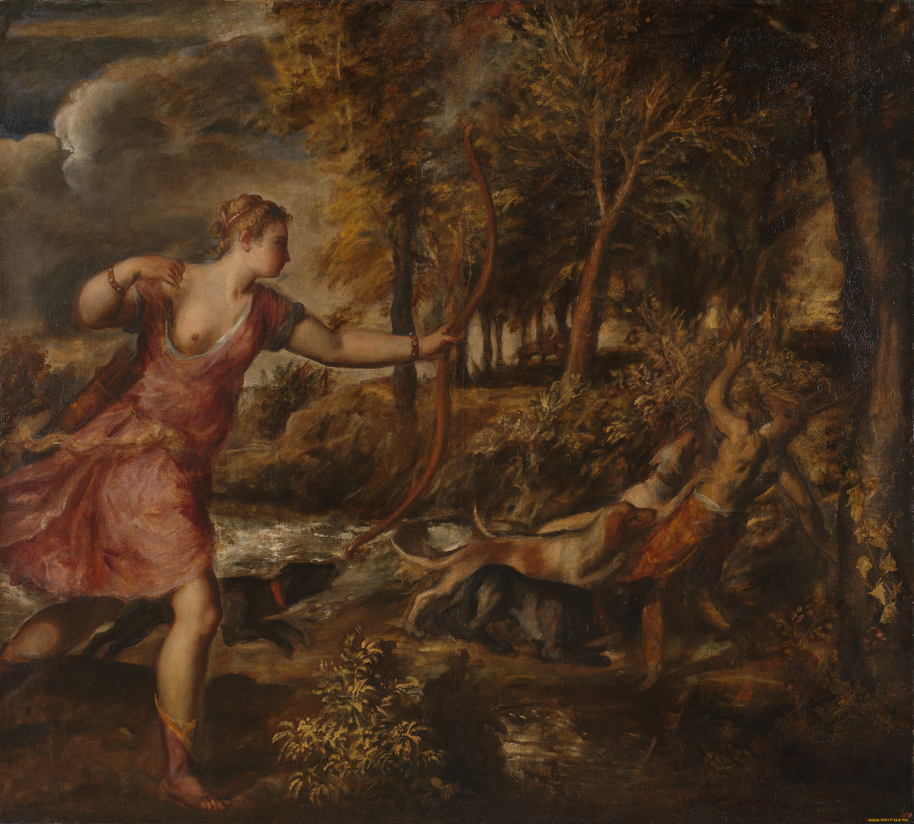 titian, the, death, of, actaeon, рисованные, tiziano, vecellio