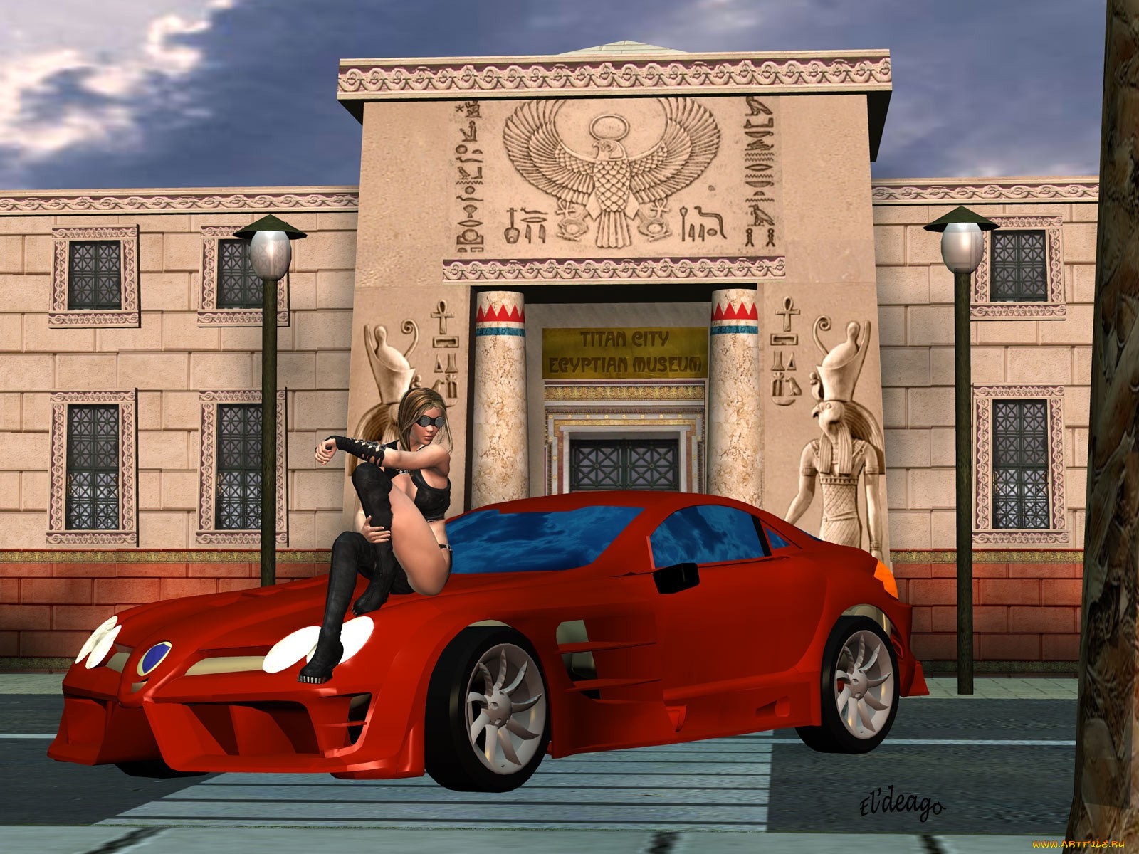 3д, графика, people, люди, автомобиль, девушка