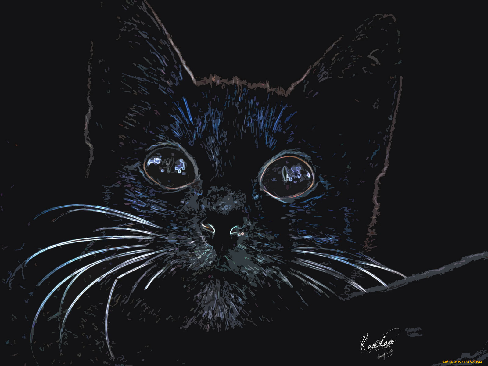 рисованные, животные, коты, кот, фон