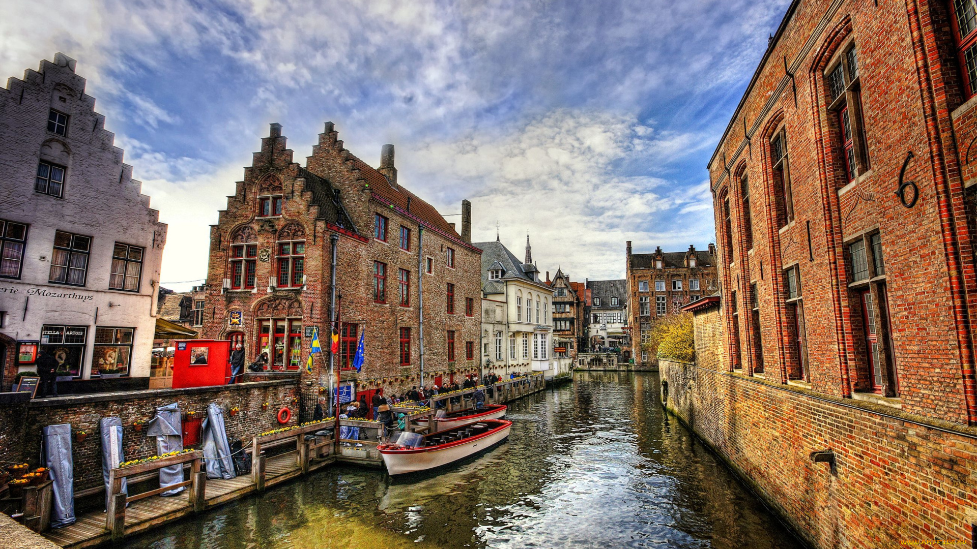 города, брюгге, бельгия, дома, канал