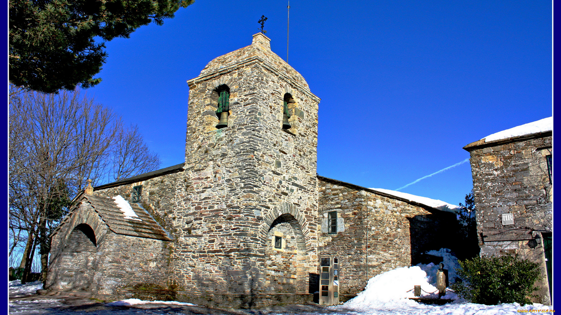 испания, луго, церковь, cebreiro, города, католические, соборы, костелы, аббатства, зима
