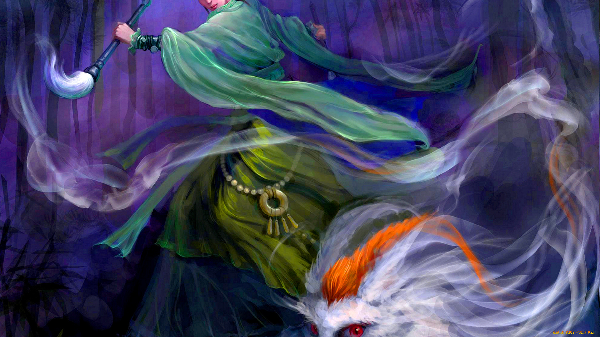 oriental, фэнтези, маги, колдунья, дух, лес