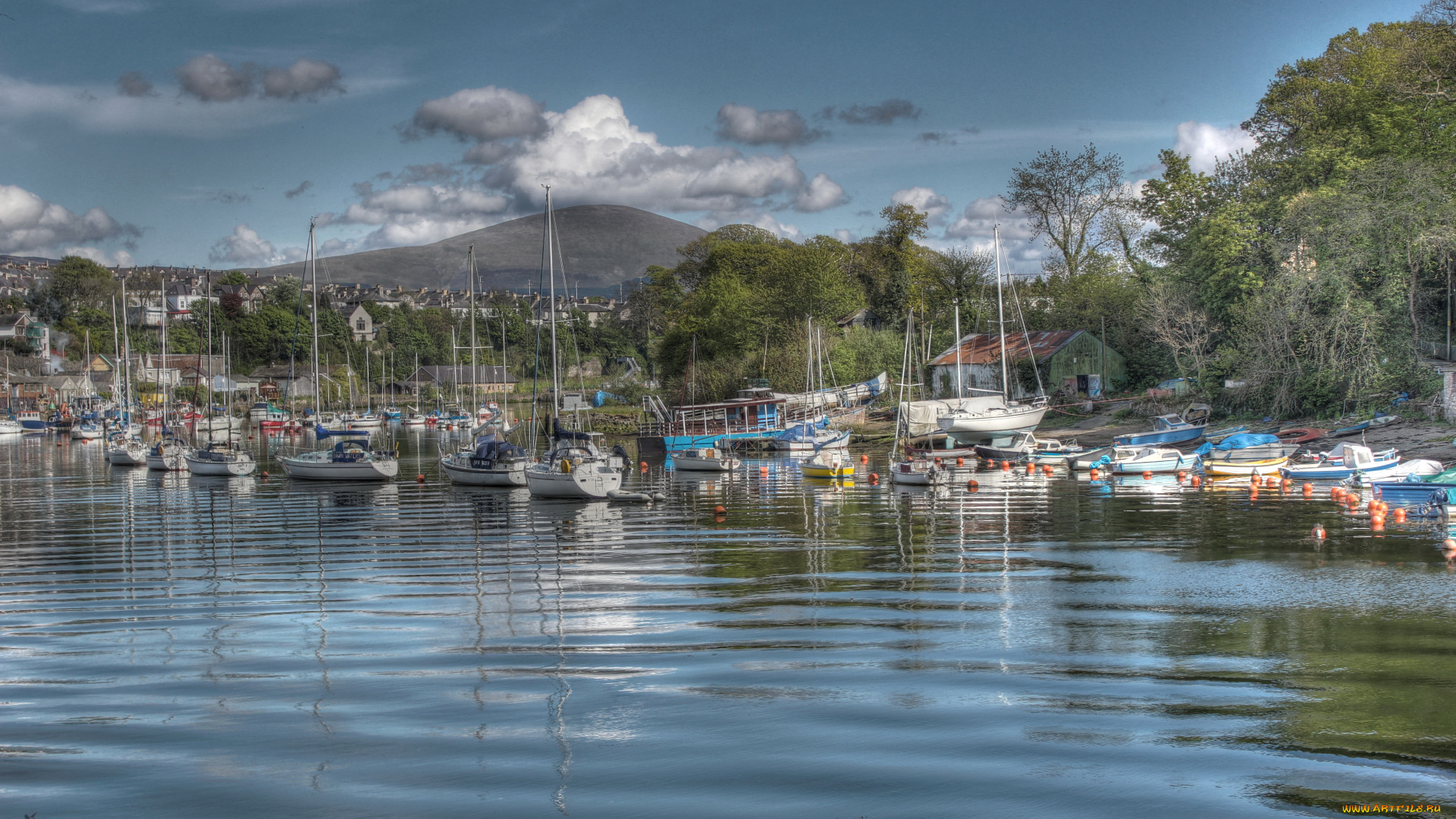 великобритания, уэльс, каернарфон, корабли, разные, вместе, река, яхты, катера, лодки