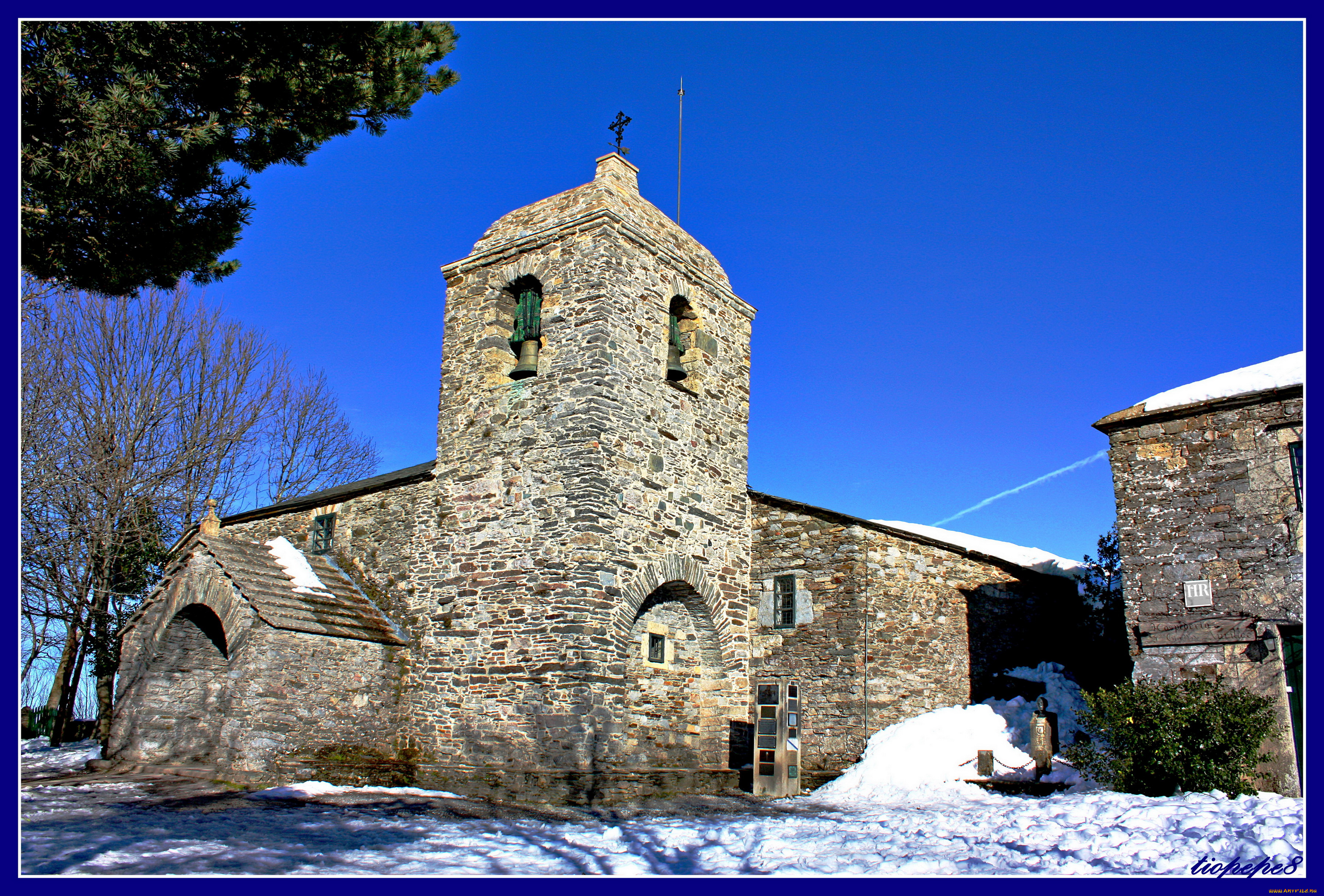 испания, луго, церковь, cebreiro, города, католические, соборы, костелы, аббатства, зима