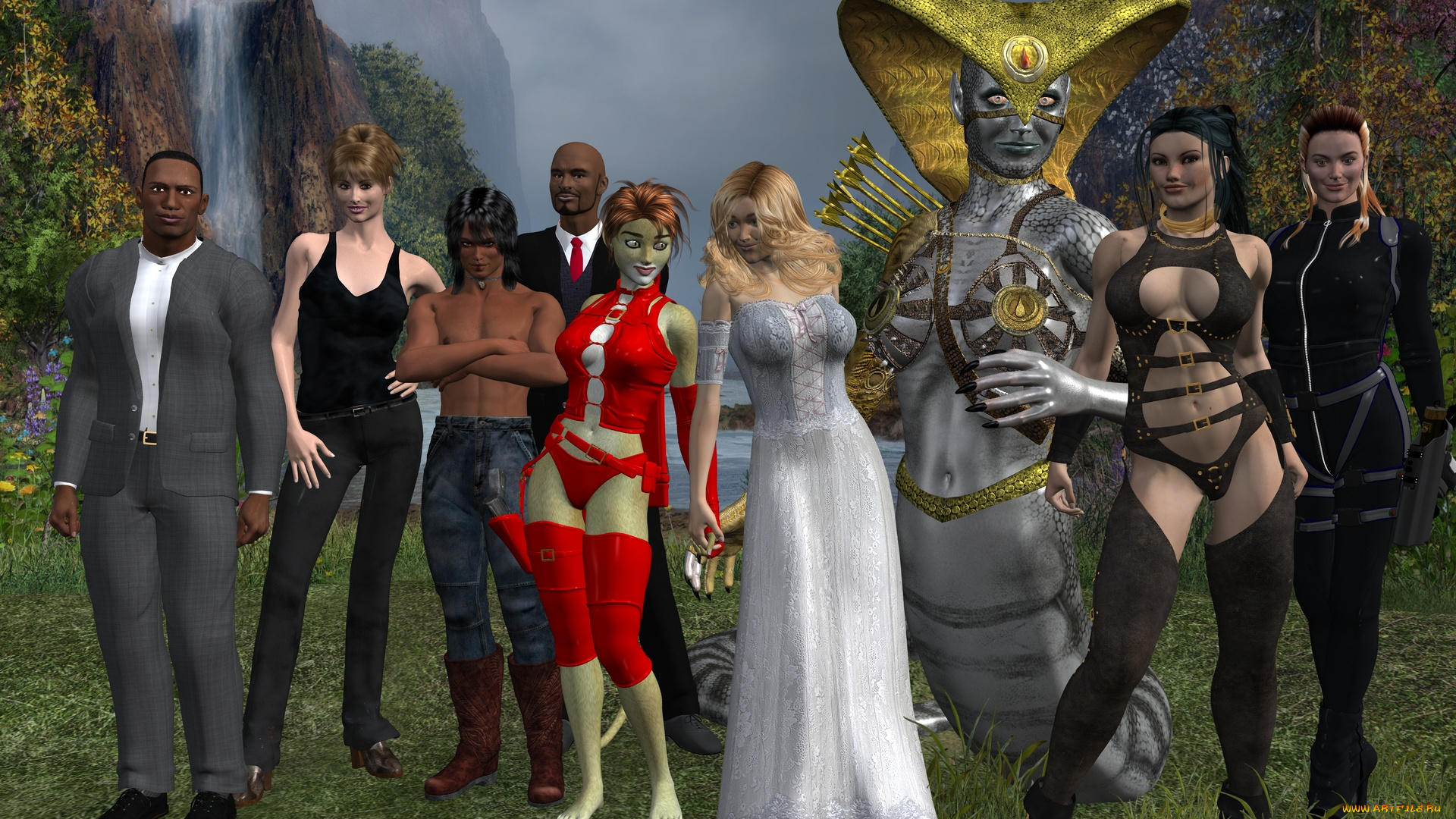 3д, графика, fantasy, , фантазия, люди, девушка, кошка