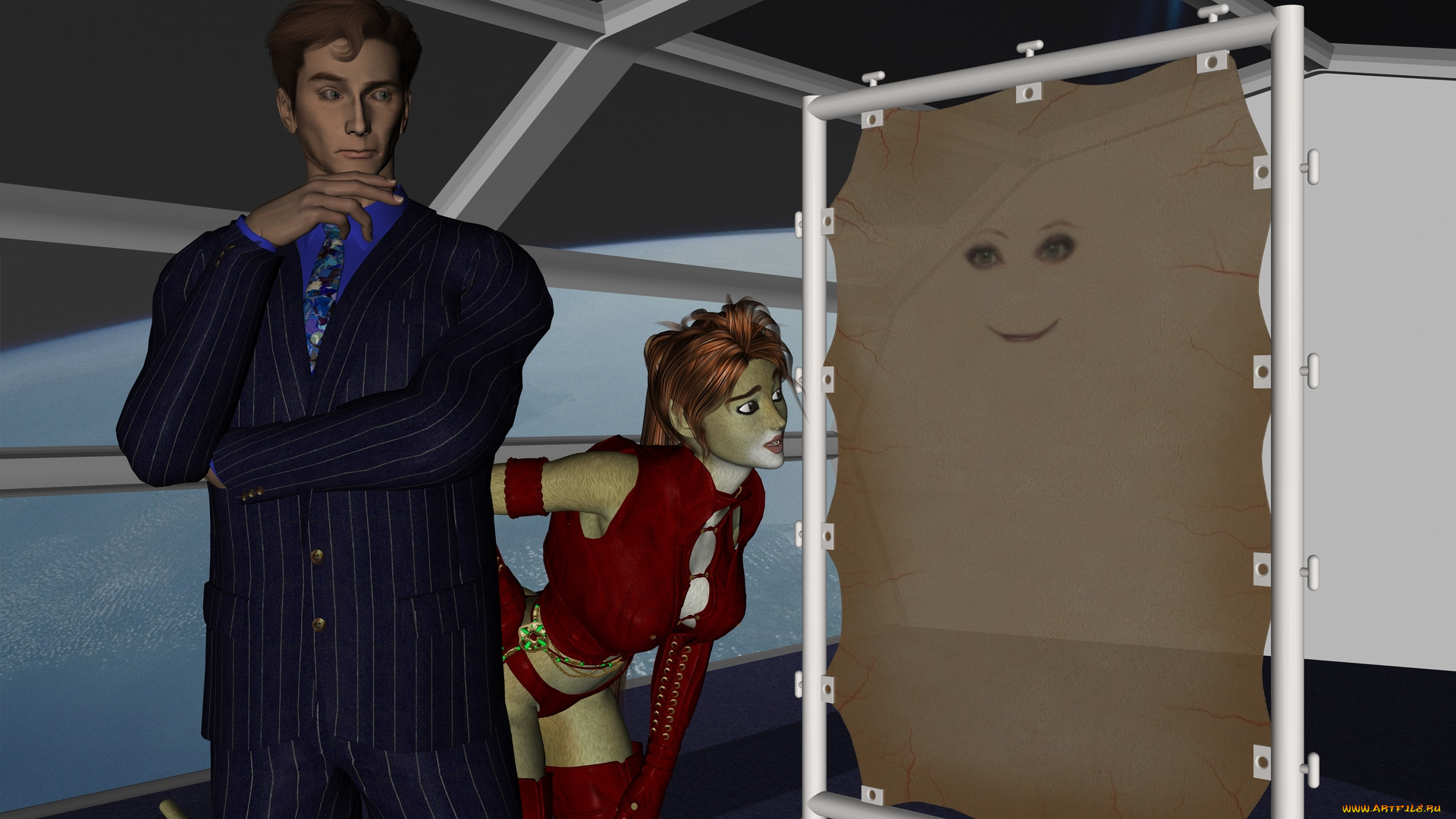 3д, графика, fantasy, , фантазия, мужчина, девушка, кошка