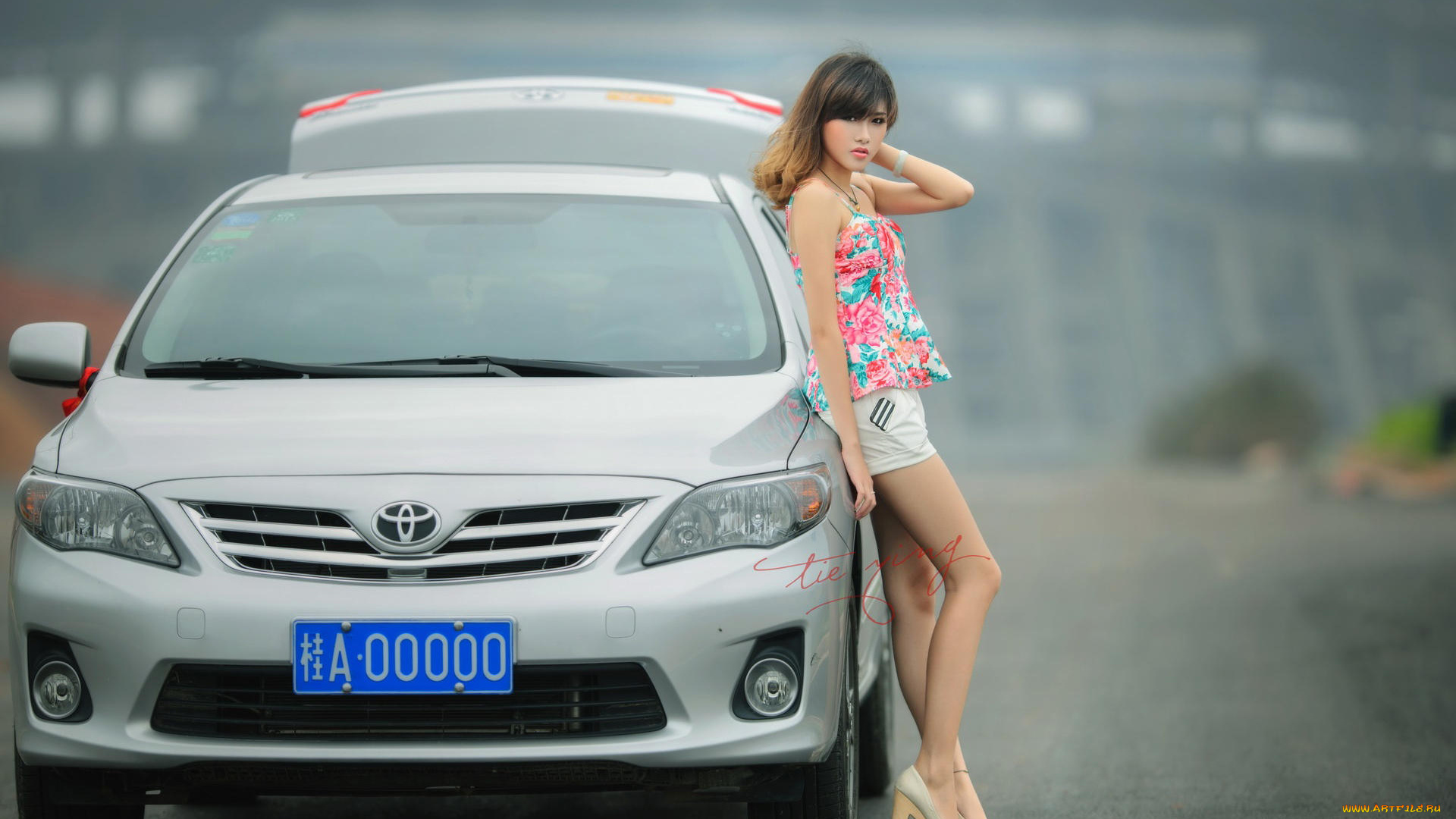 автомобили, авто, с, девушками, азиатка, автомобиль, девушка