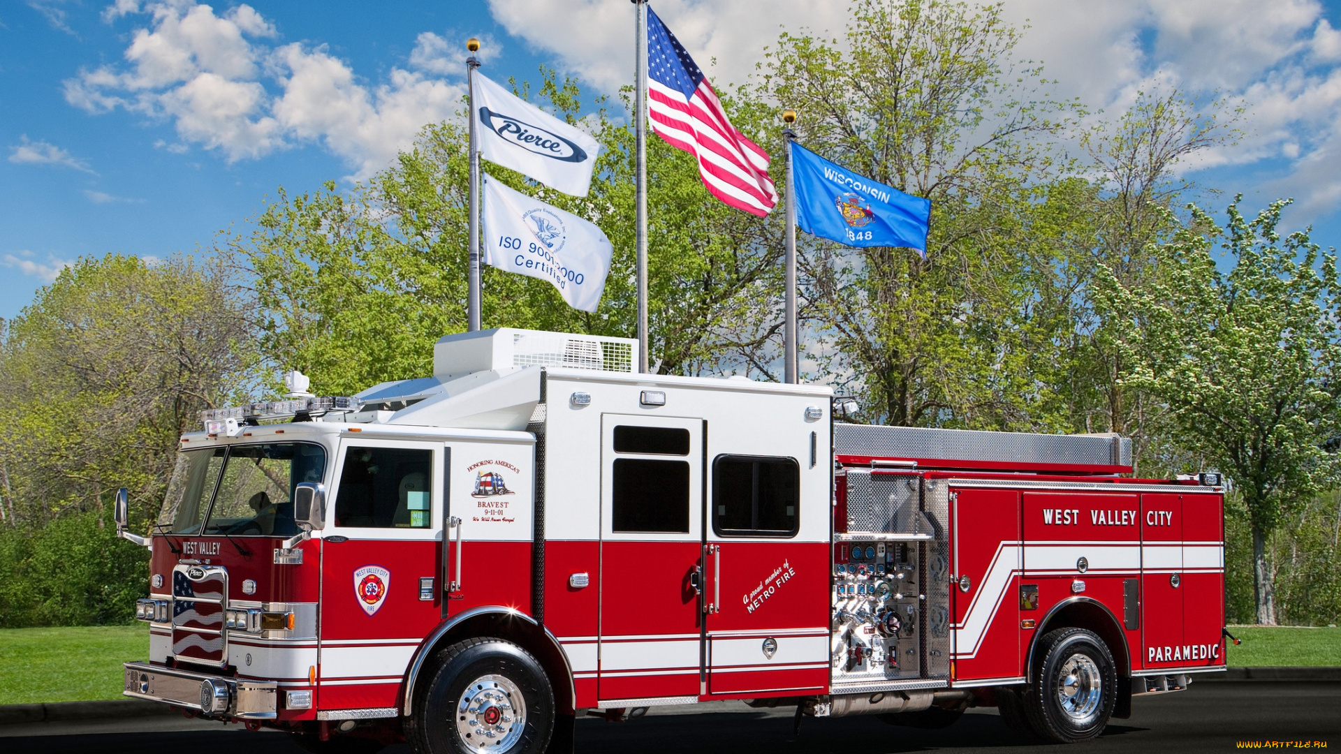 автомобили, пожарные, машины, пожарный, автомобиль, флаги