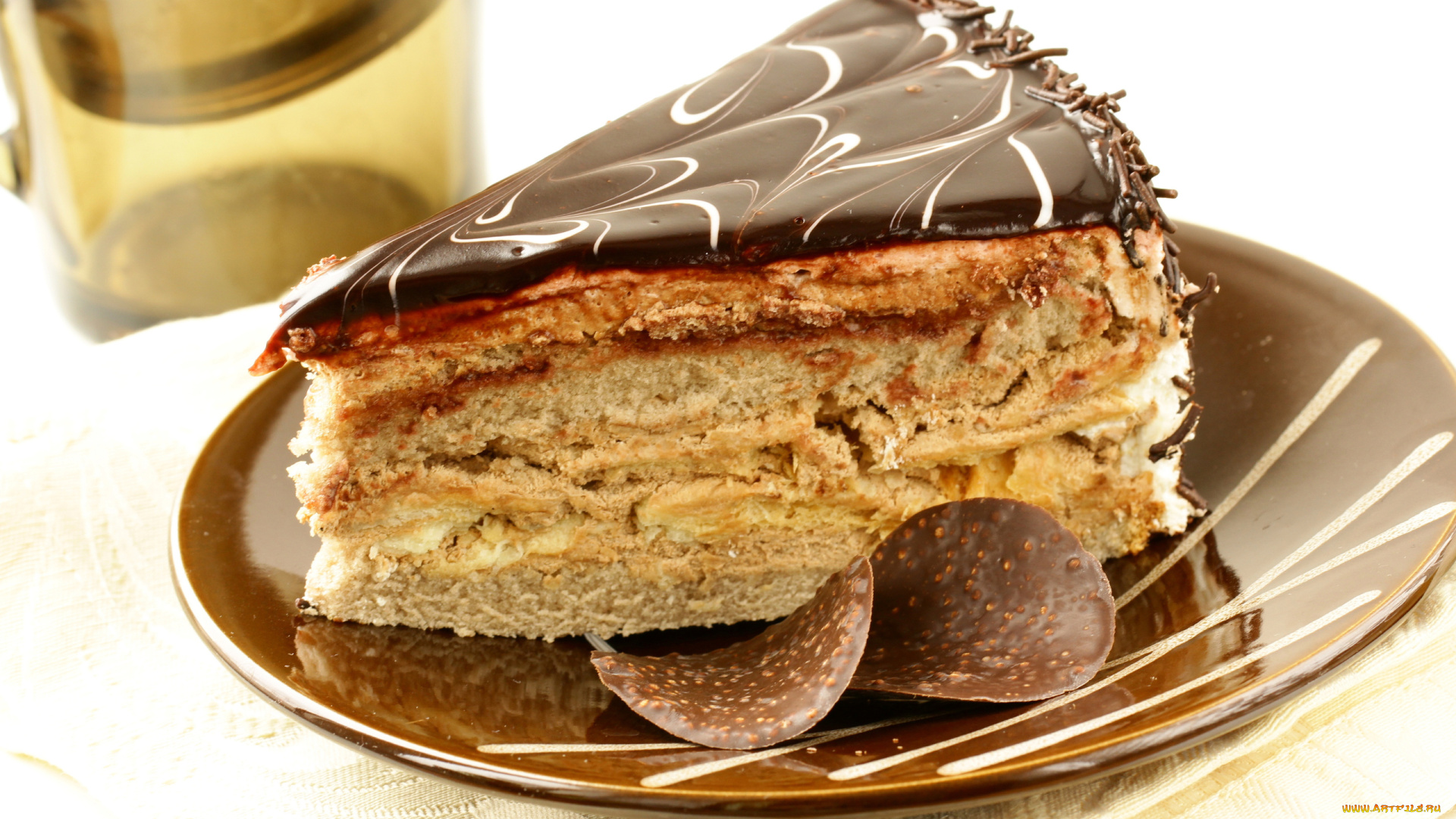 еда, -, торты, торт, крем, пирожное, кусочек, шоколад, десерт, глазурь