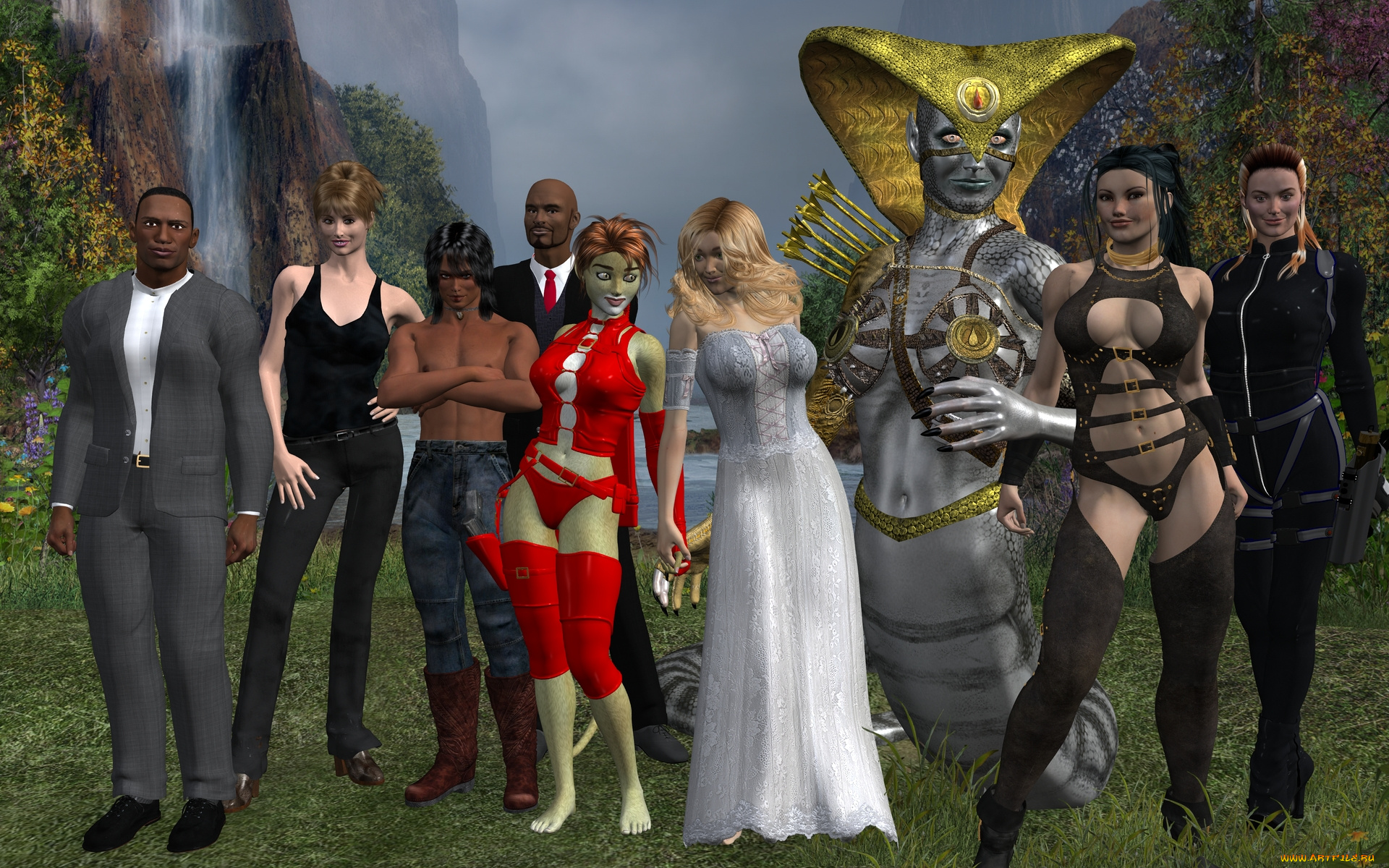 3д, графика, fantasy, , фантазия, люди, девушка, кошка