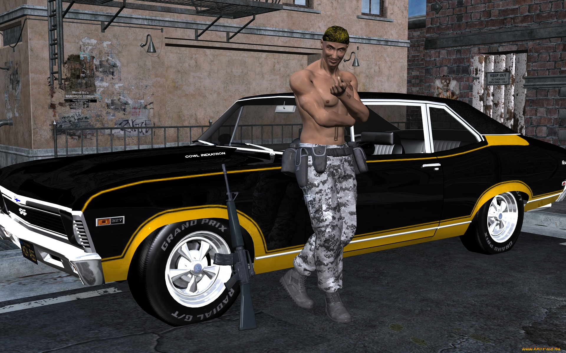 автомобили, 3д, автомобиль, улица, мужчина