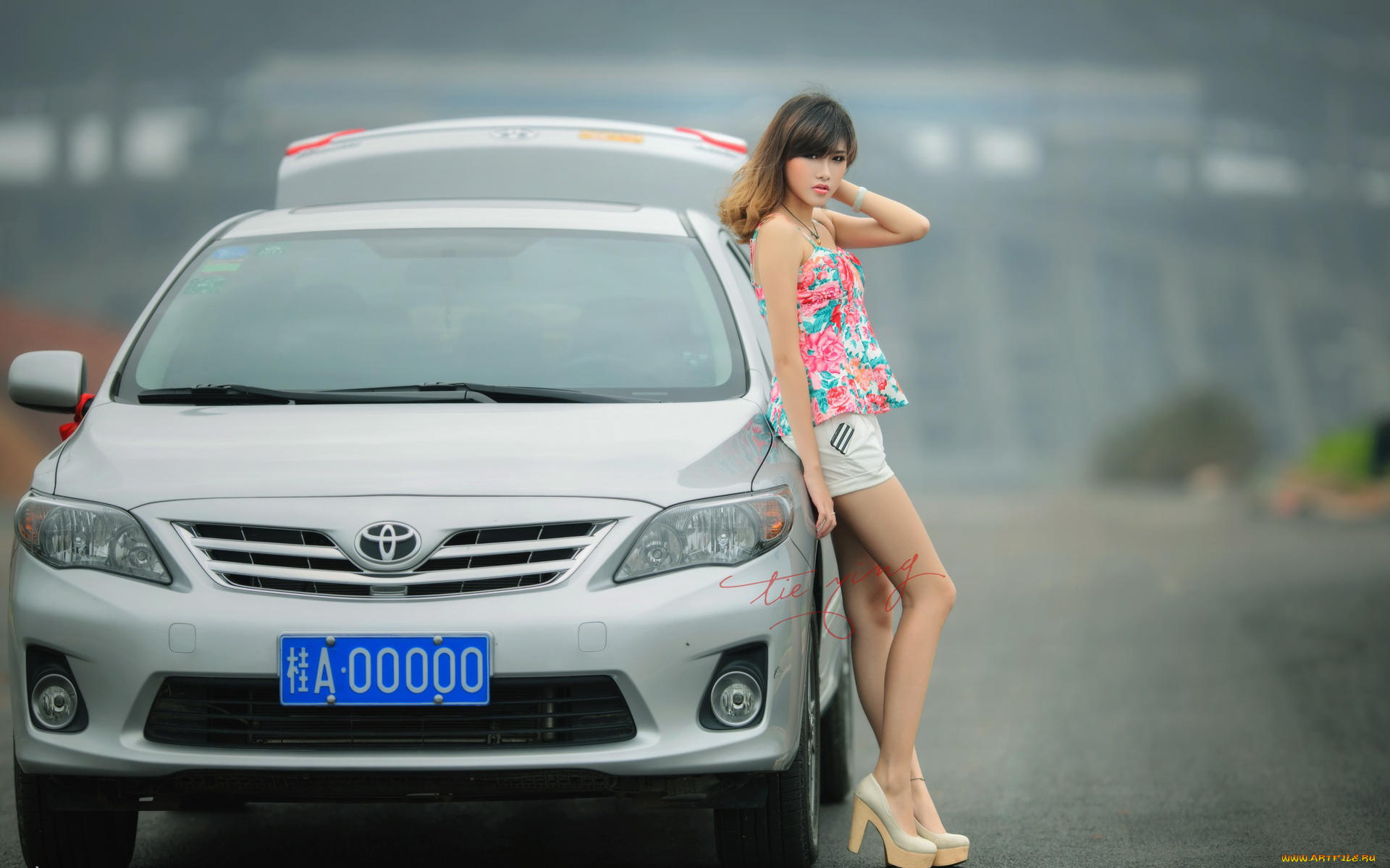 автомобили, авто, с, девушками, азиатка, автомобиль, девушка