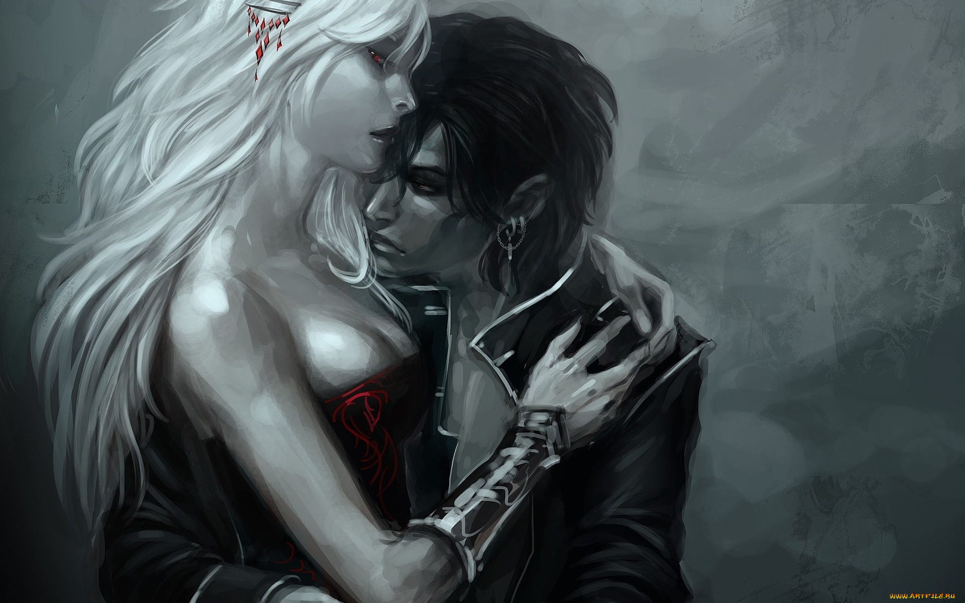 рисованные, люди, волосы, девушка, парень