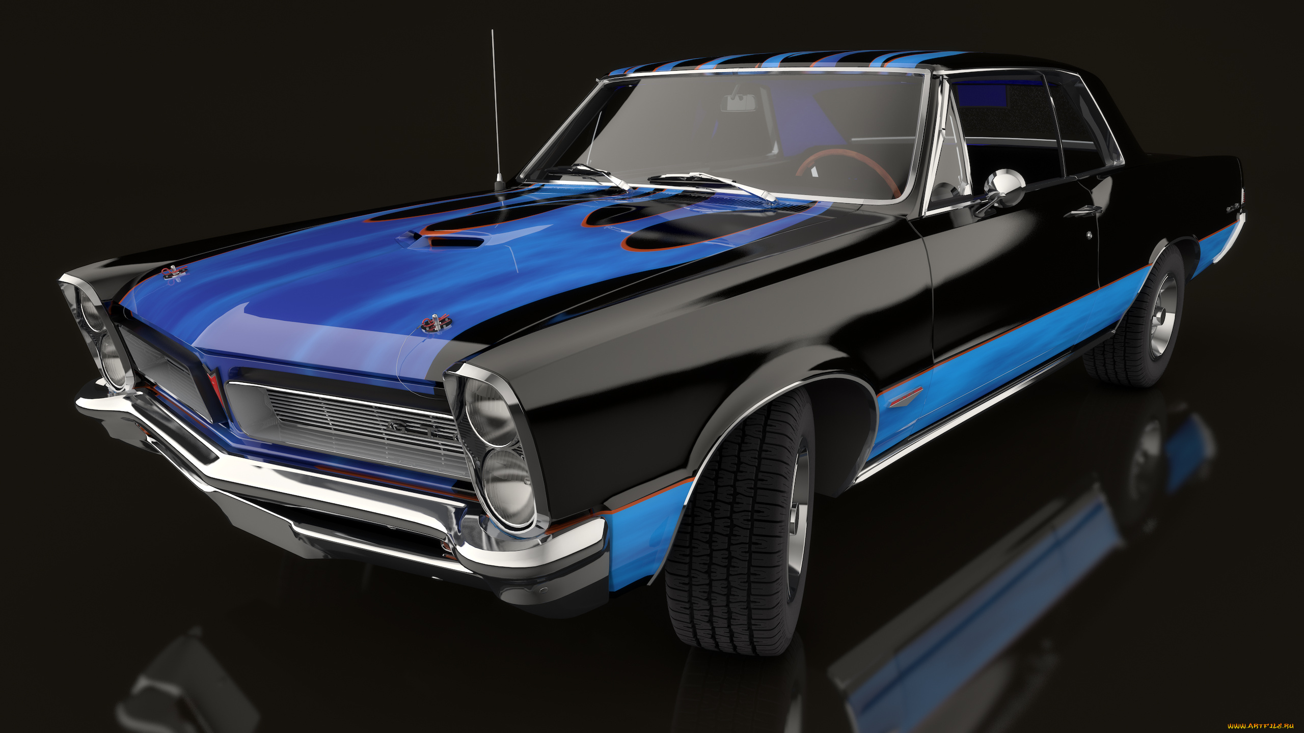 автомобили, 3д, темный, gto, 1965, pontiac