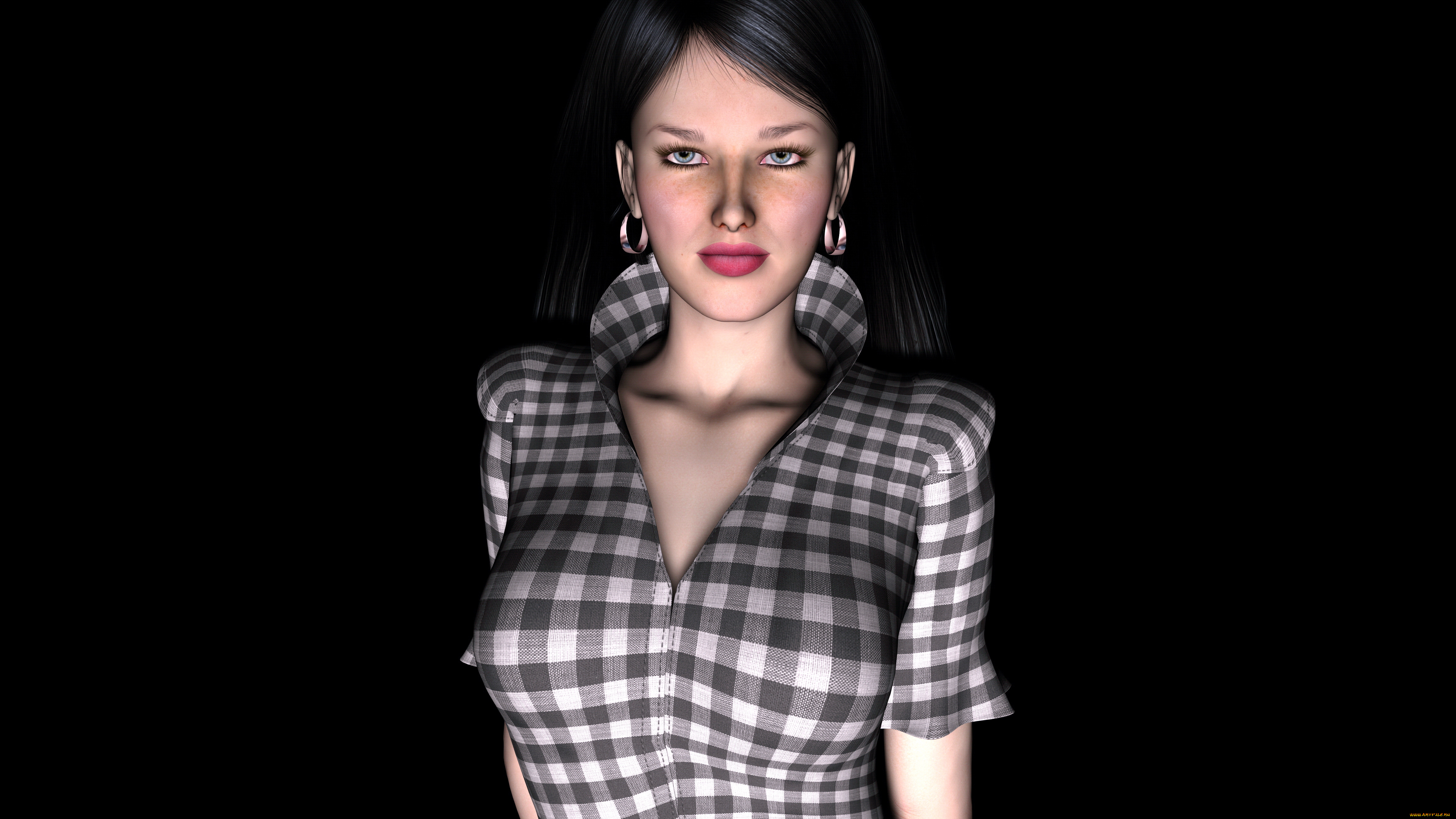 3д, графика, people, , люди, девушка, взгляд, фон, кофточка