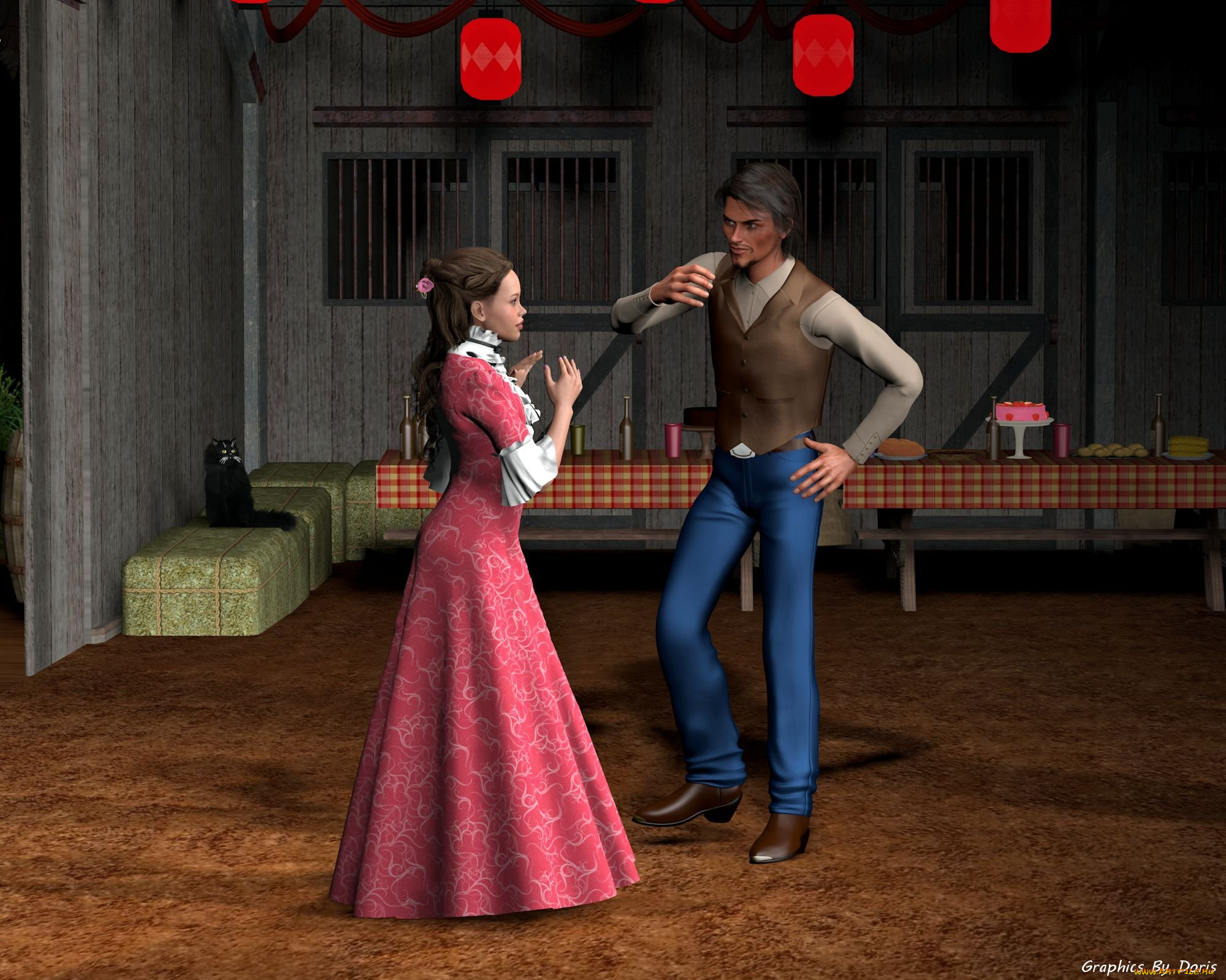 3д, графика, люди, , people, столы, мужчина, фон, взгляд, девушка