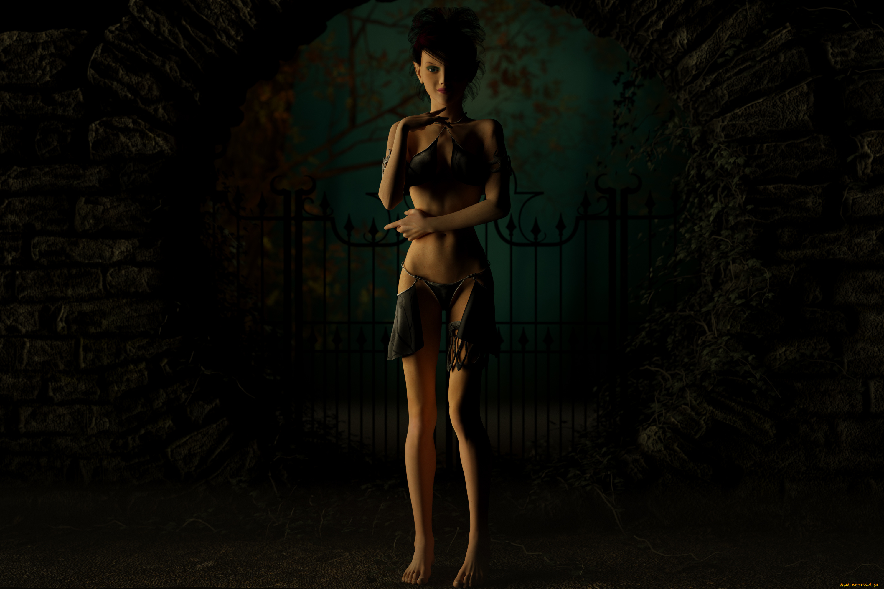 3д, графика, эльфы, , elves, эльфийка, фон, взгляд