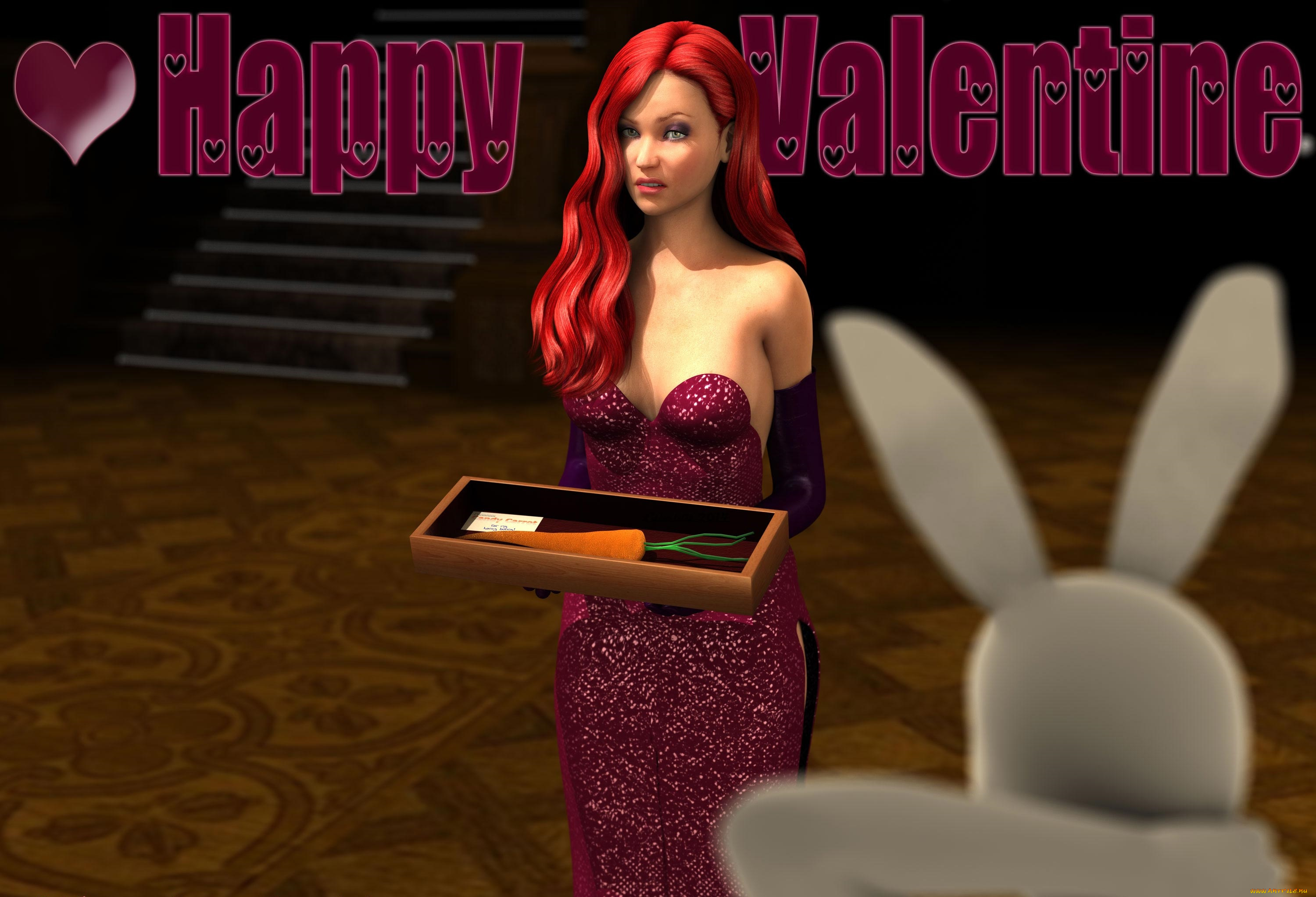 3д, графика, праздники, , holidays, морковка, фон, взгляд, девушка