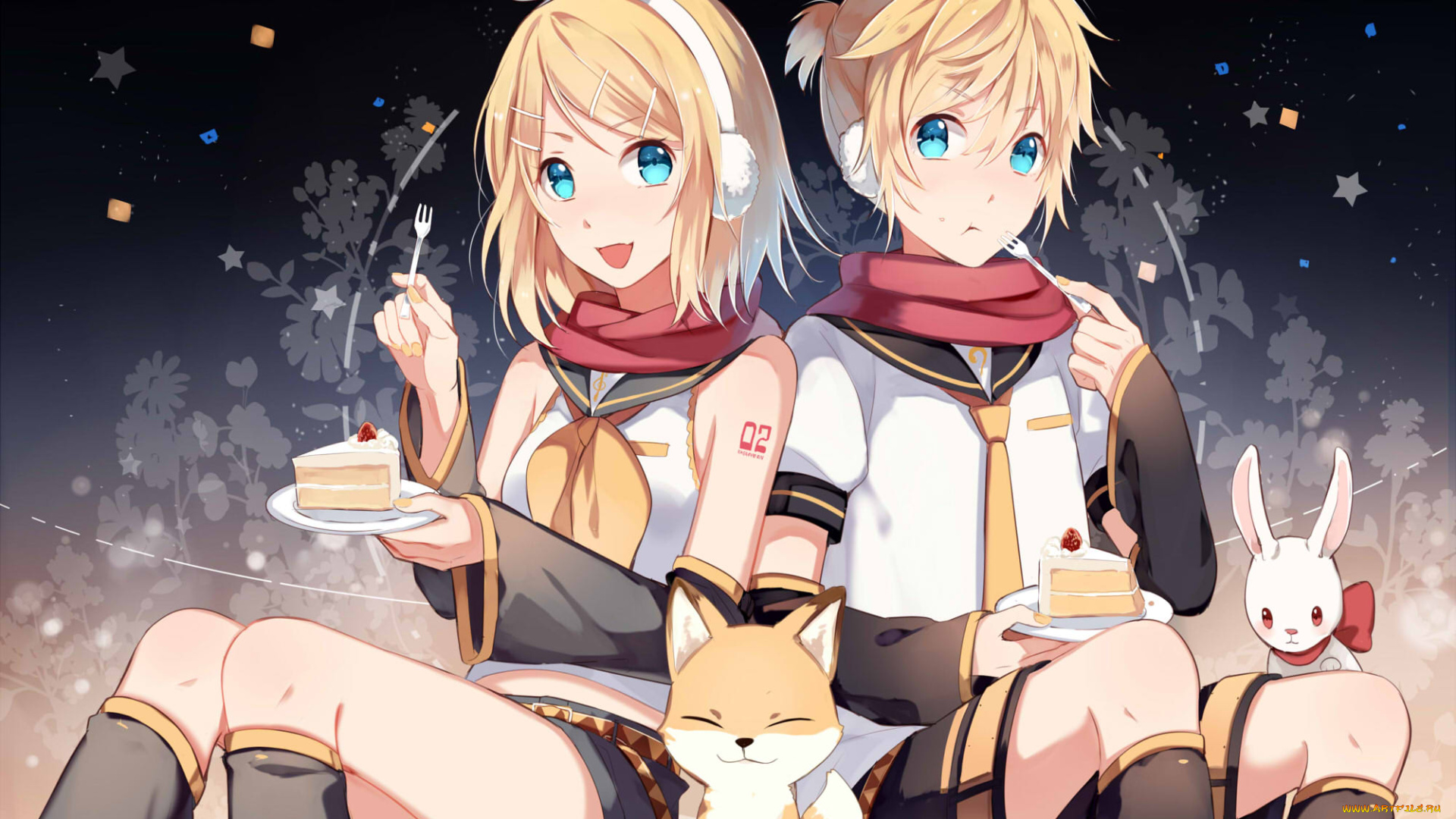 аниме, vocaloid, фон, взгляд, девушки