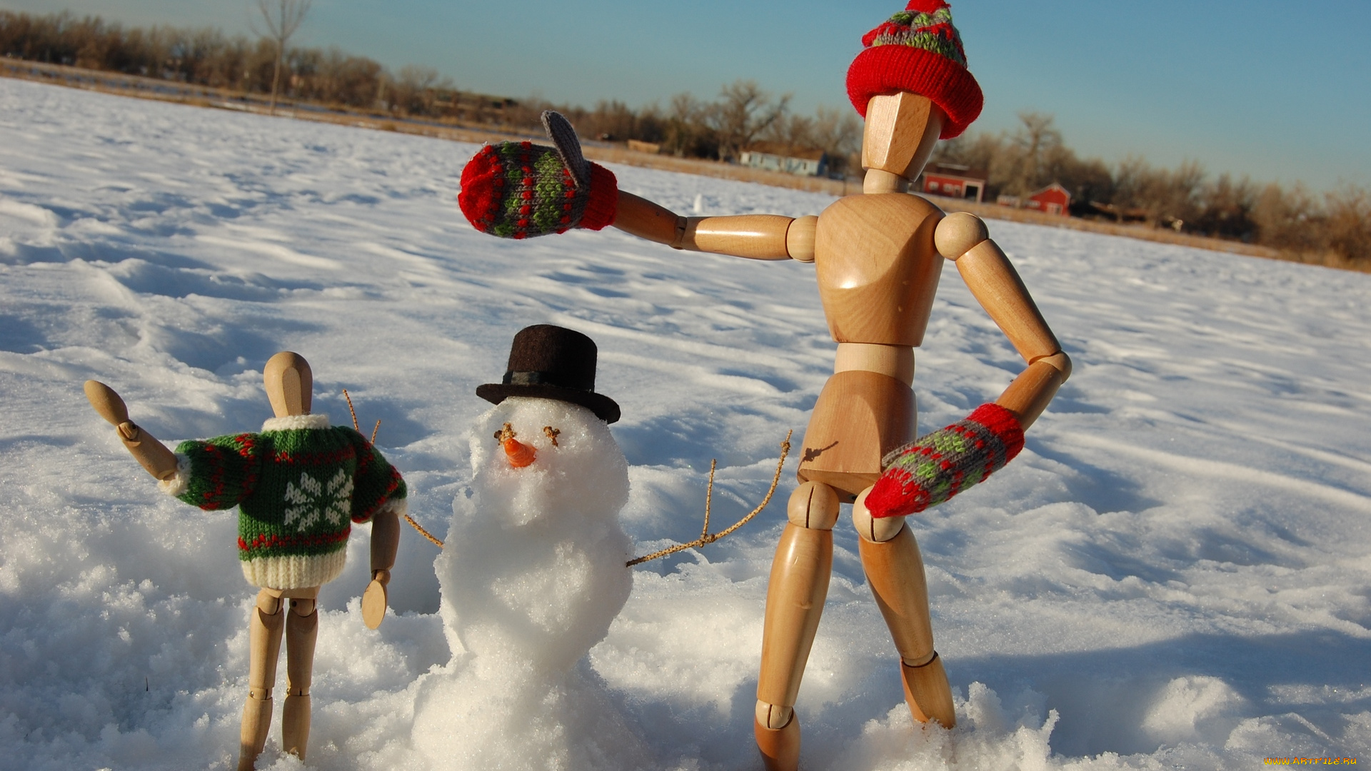 праздничные, фигурки, снеговик, зима, снег, куклы, свитер, варежки, шапка