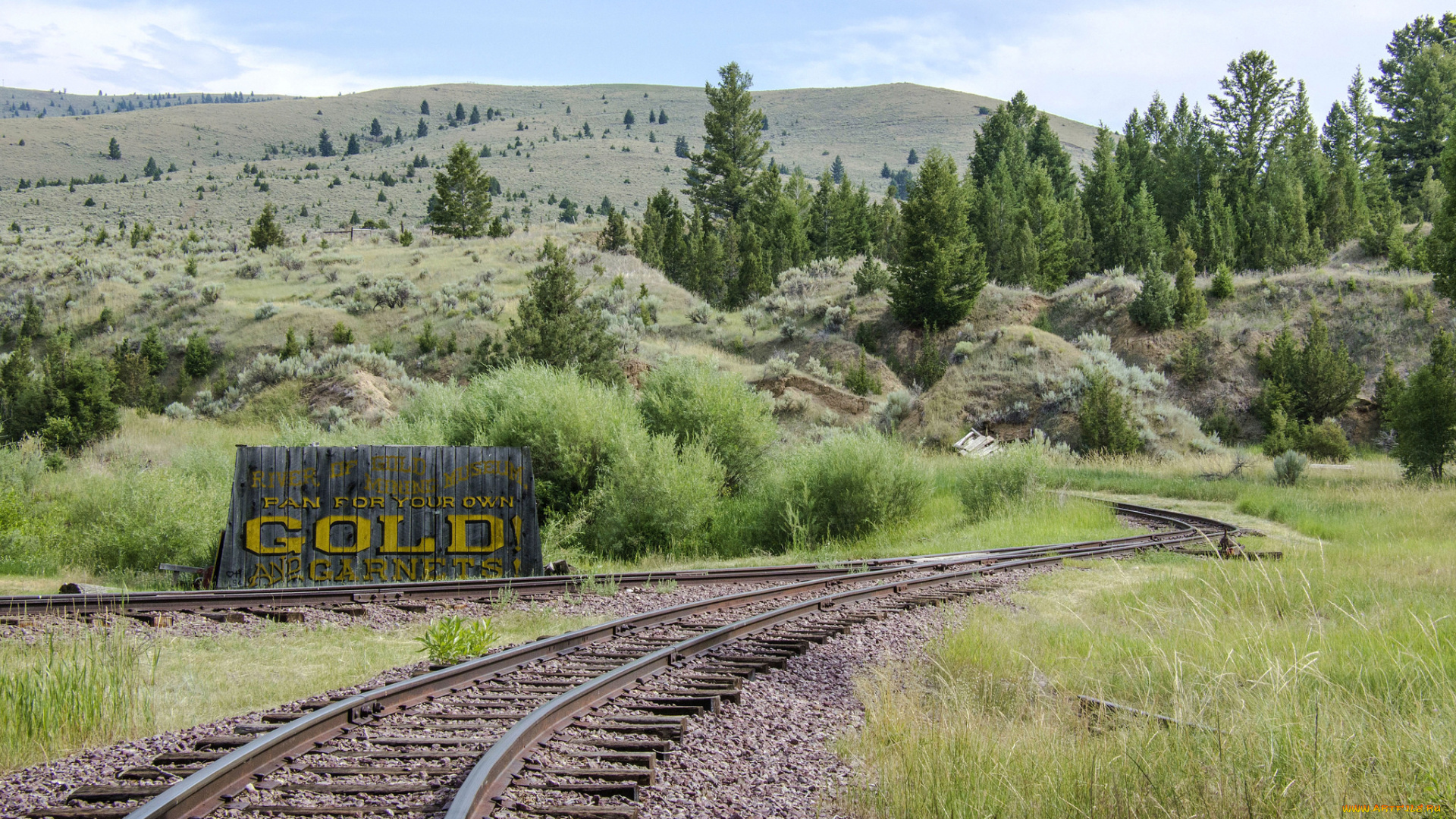 разное, транспортные, средства, и, магистрали, пейзаж, рельсы