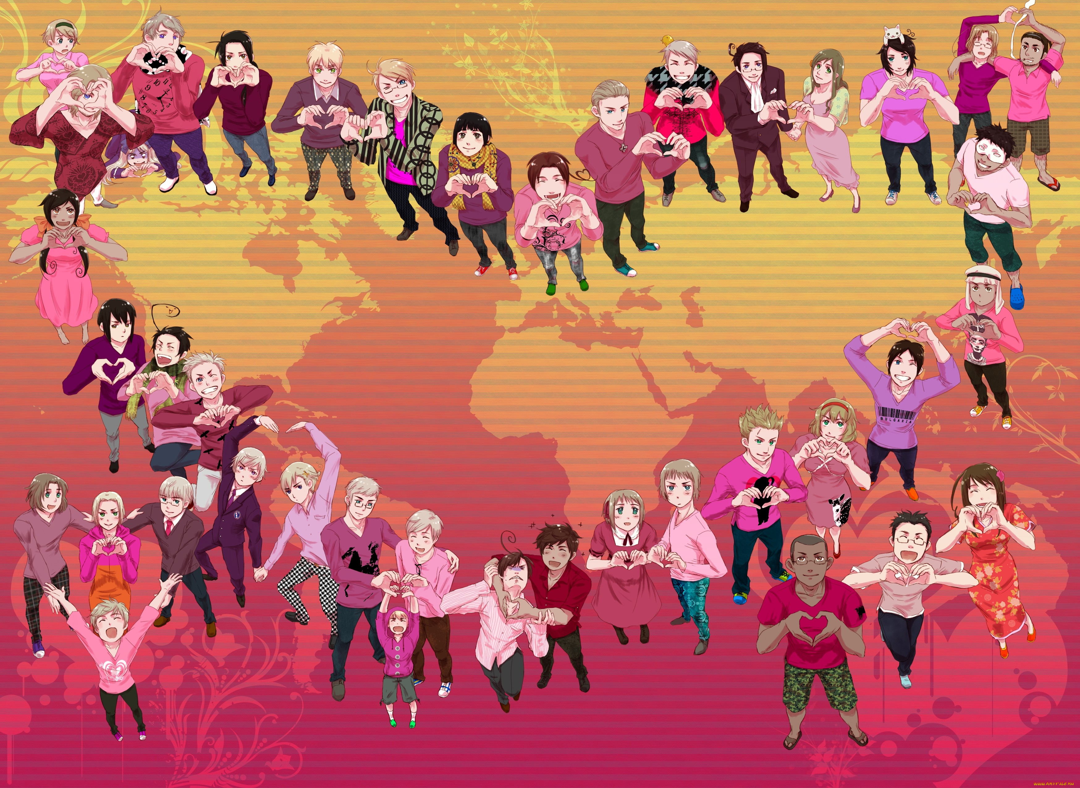 аниме, hetalia, , axis, powers, страны, персонажи, арт, парни