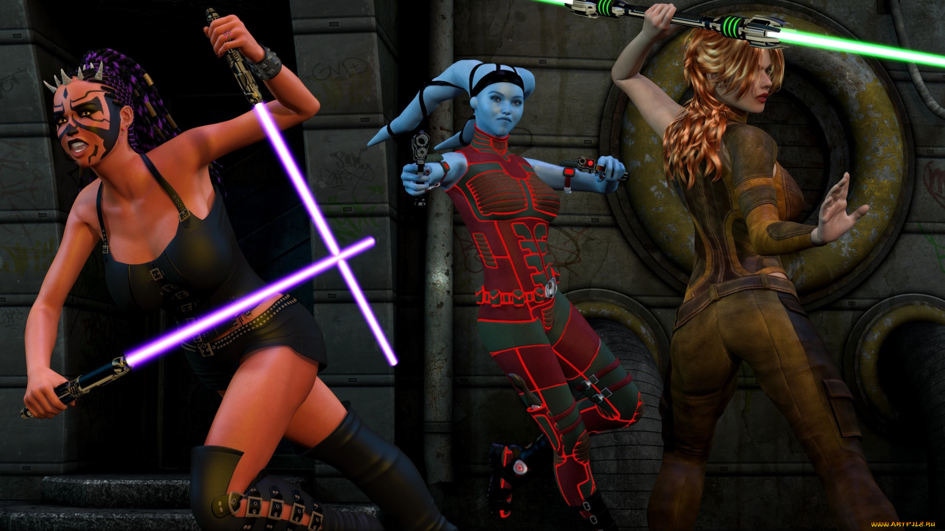 3д, графика, фантазия, , fantasy, взгляд, девушки, орежие, фон