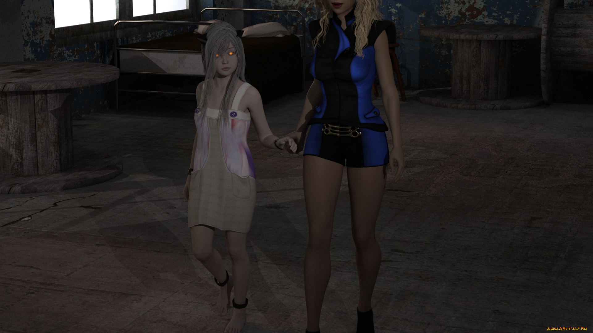 3д, графика, фантазия, , fantasy, взгляд, девушки, фон