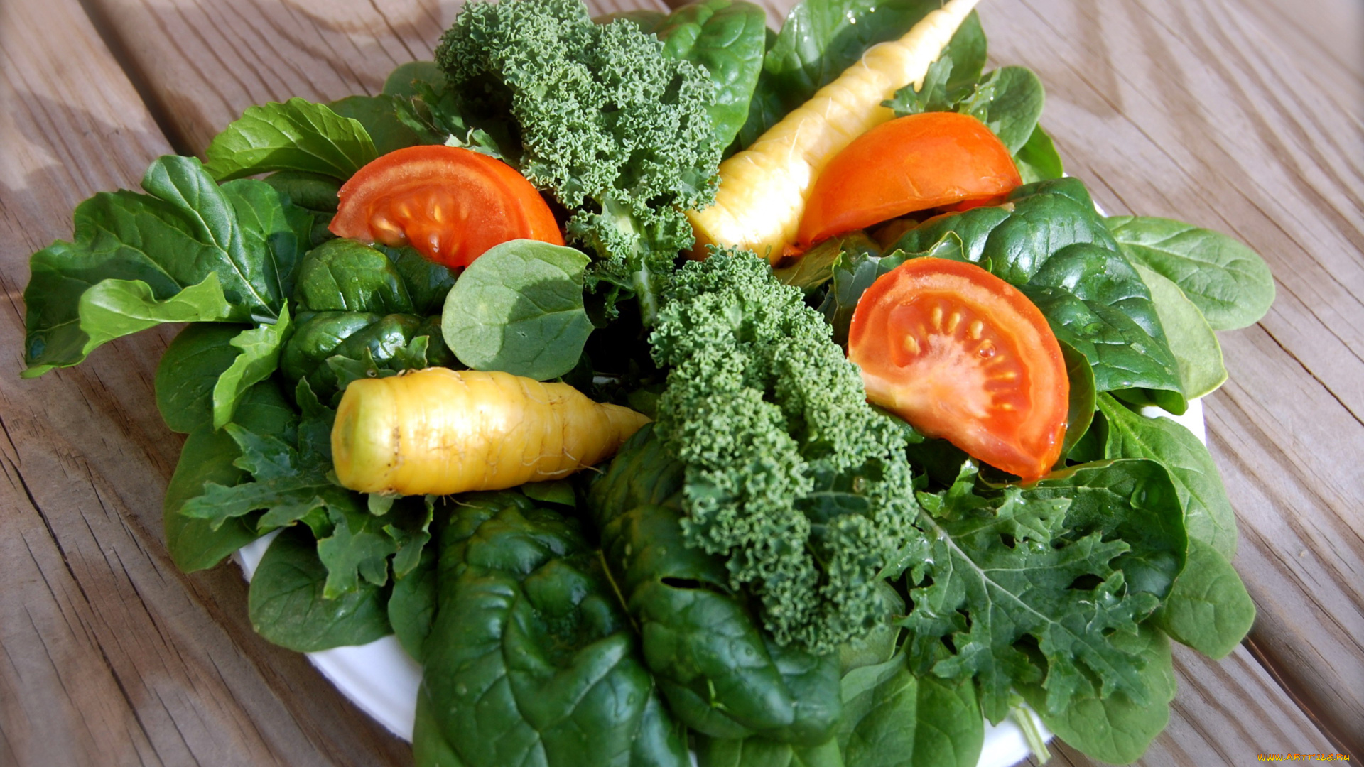 еда, овощи, зелень, шпинат, помидор, морковь, томаты