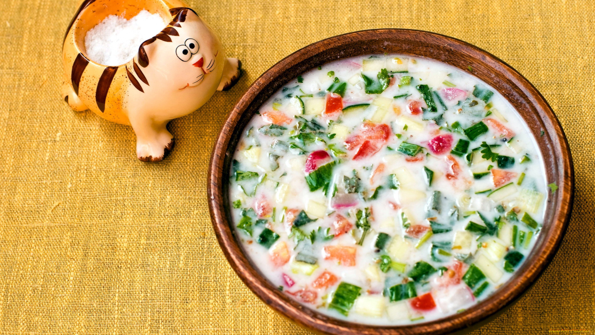 еда, первые, блюда, окрошка, солонка