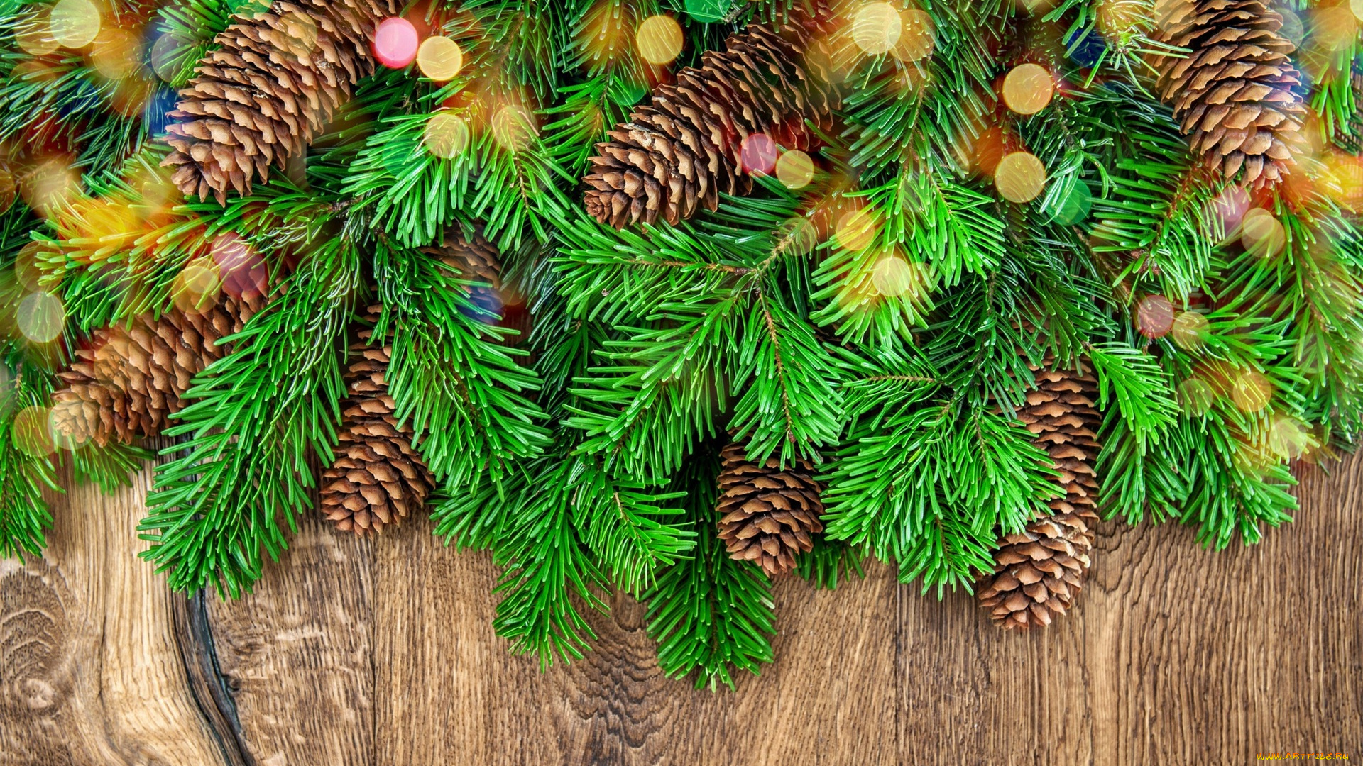 праздничные, Ёлки, блики, ёлка, ветки, шишки