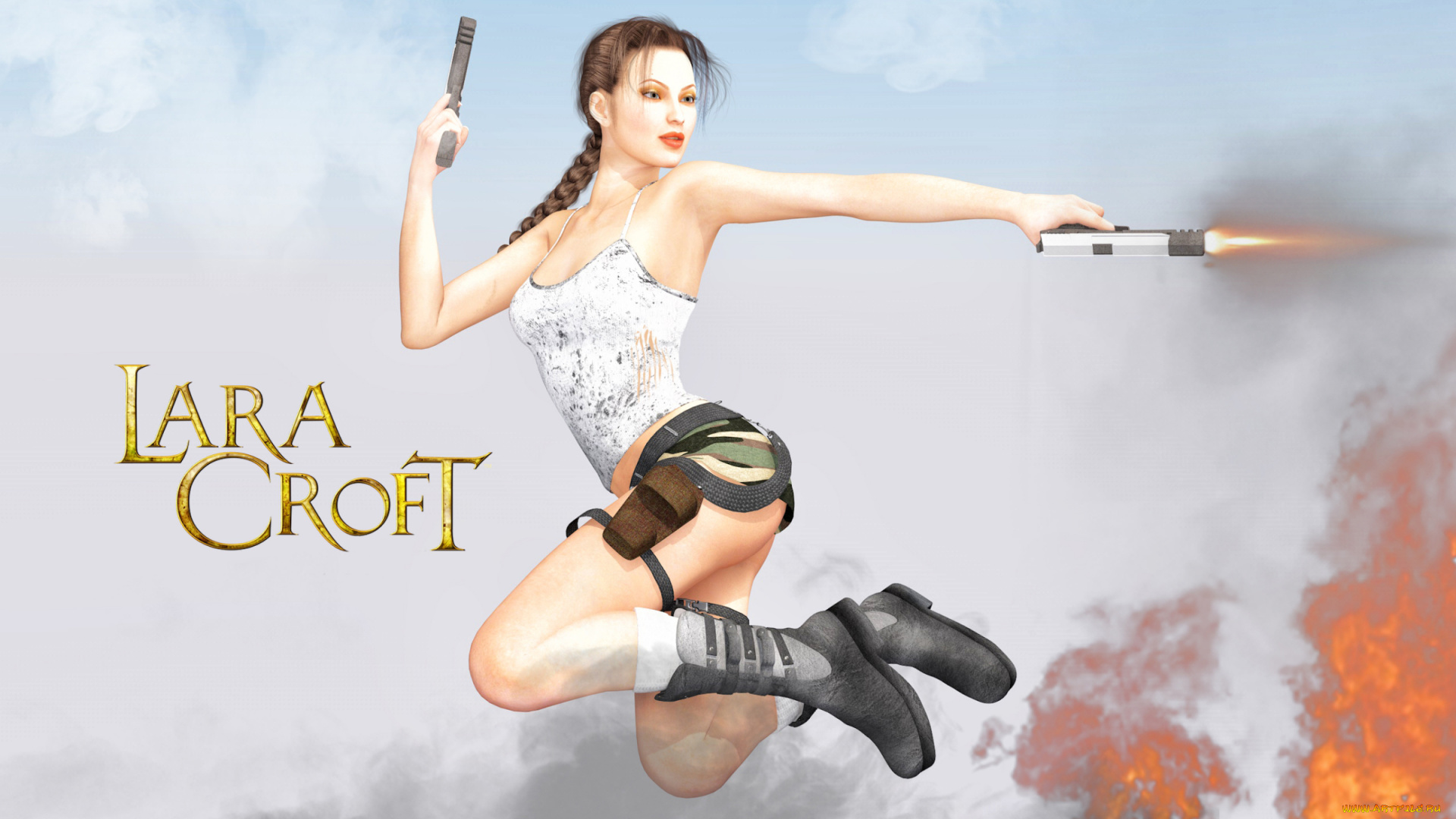 видео, игры, lara, croft, and, the, guardian, of, light, пистолет, фон, девушка, взгляд