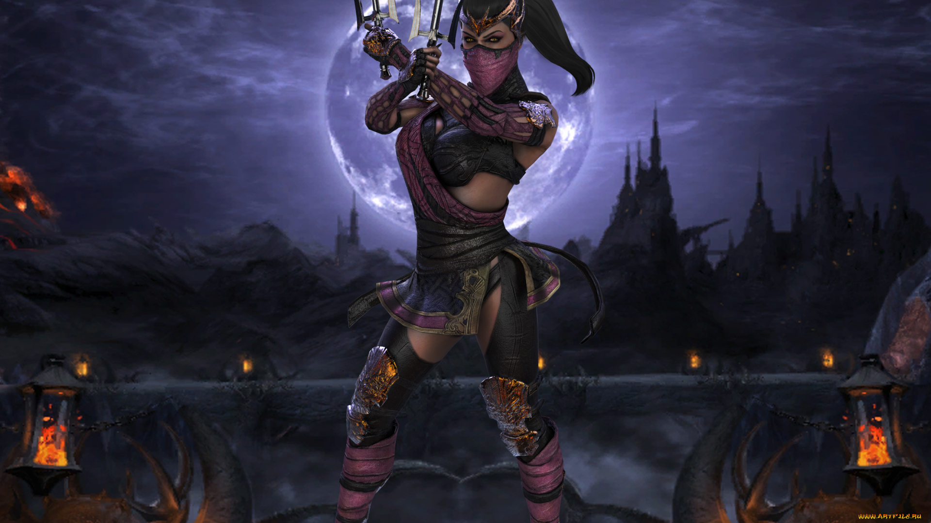 видео, игры, mortal, kombat, девушка, маска, фон, униформа, взгляд