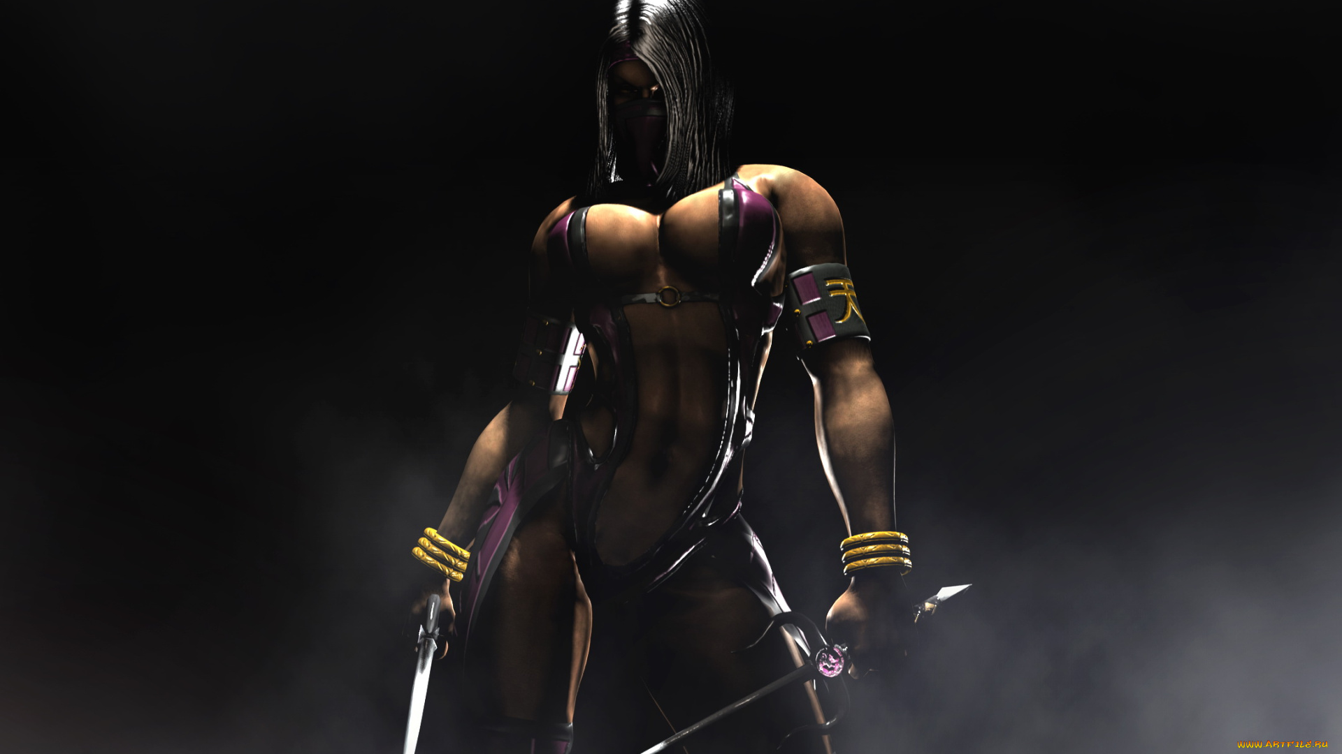 видео, игры, mortal, kombat, униформа, маска, взгляд, фон, девушка