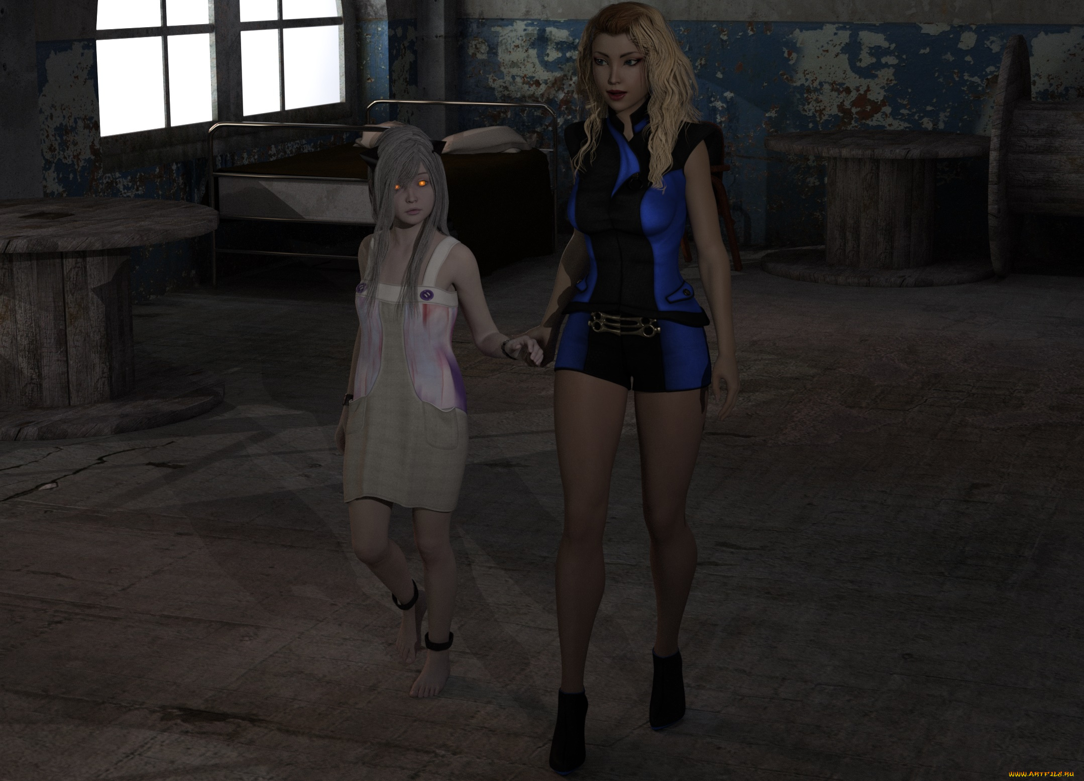 3д, графика, фантазия, , fantasy, взгляд, девушки, фон