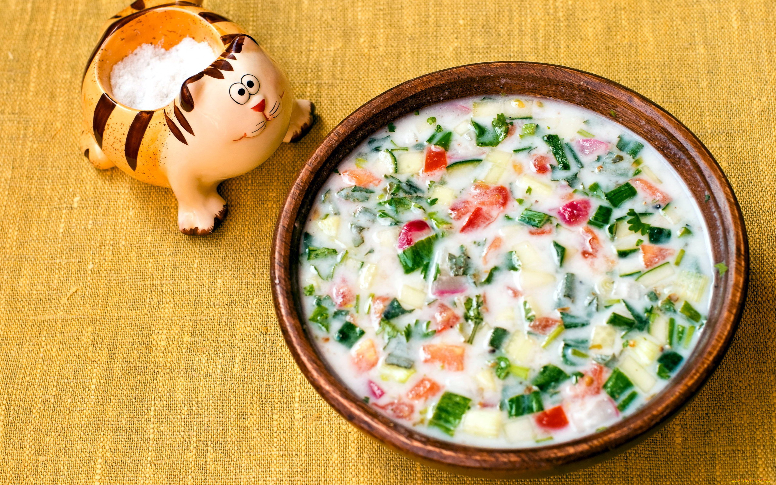 еда, первые, блюда, окрошка, солонка