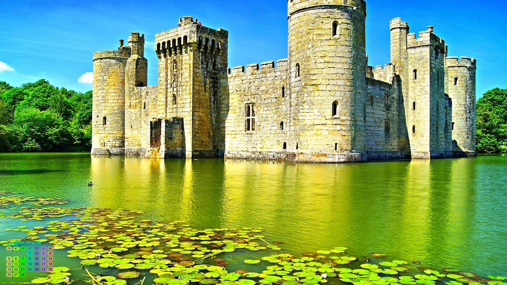 календари, города, 2018, водоем, крепость, замок