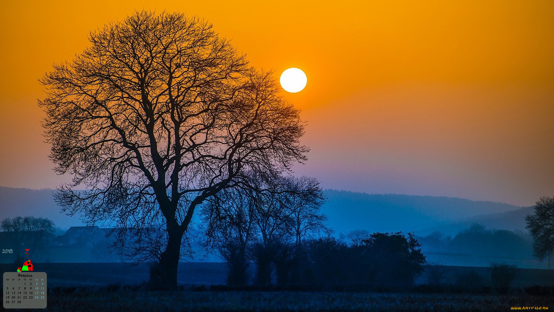 календари, природа, деревья, 2018