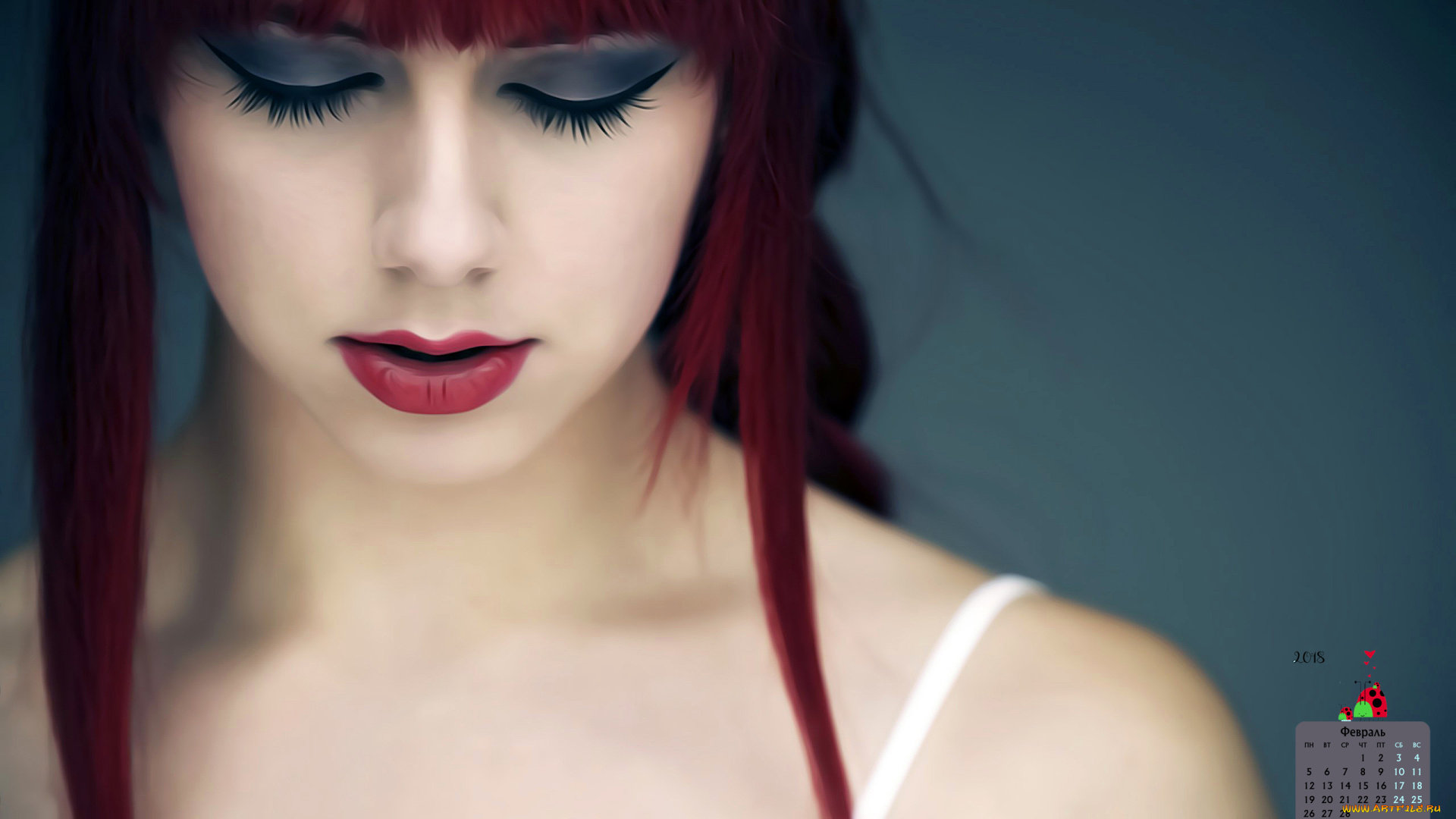 календари, рисованные, , векторная, графика, 2018, девушка, лицо