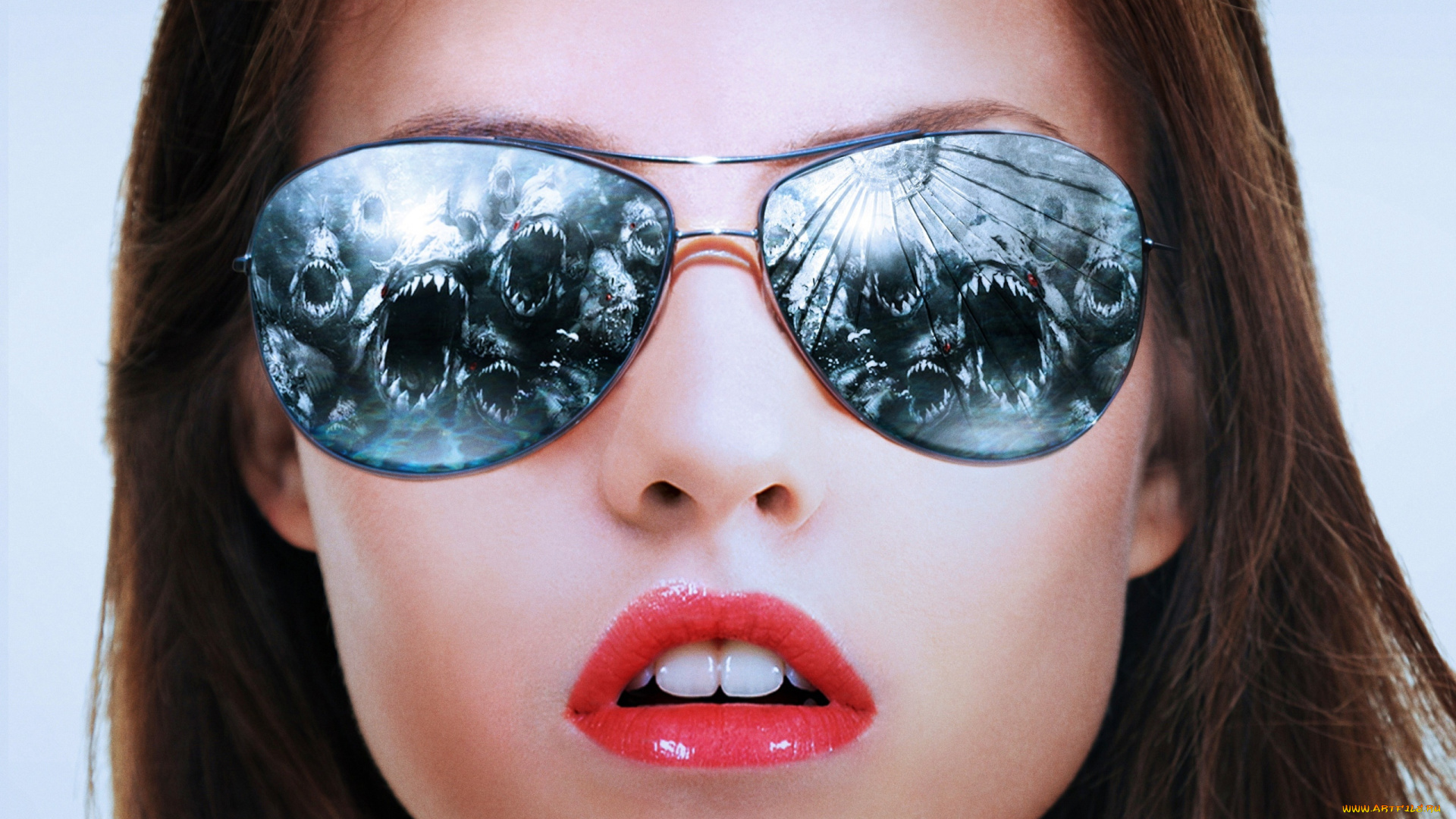 кино, фильмы, piranha, 3d, лицо, очки, монстры, модель, daniela, panabeyker