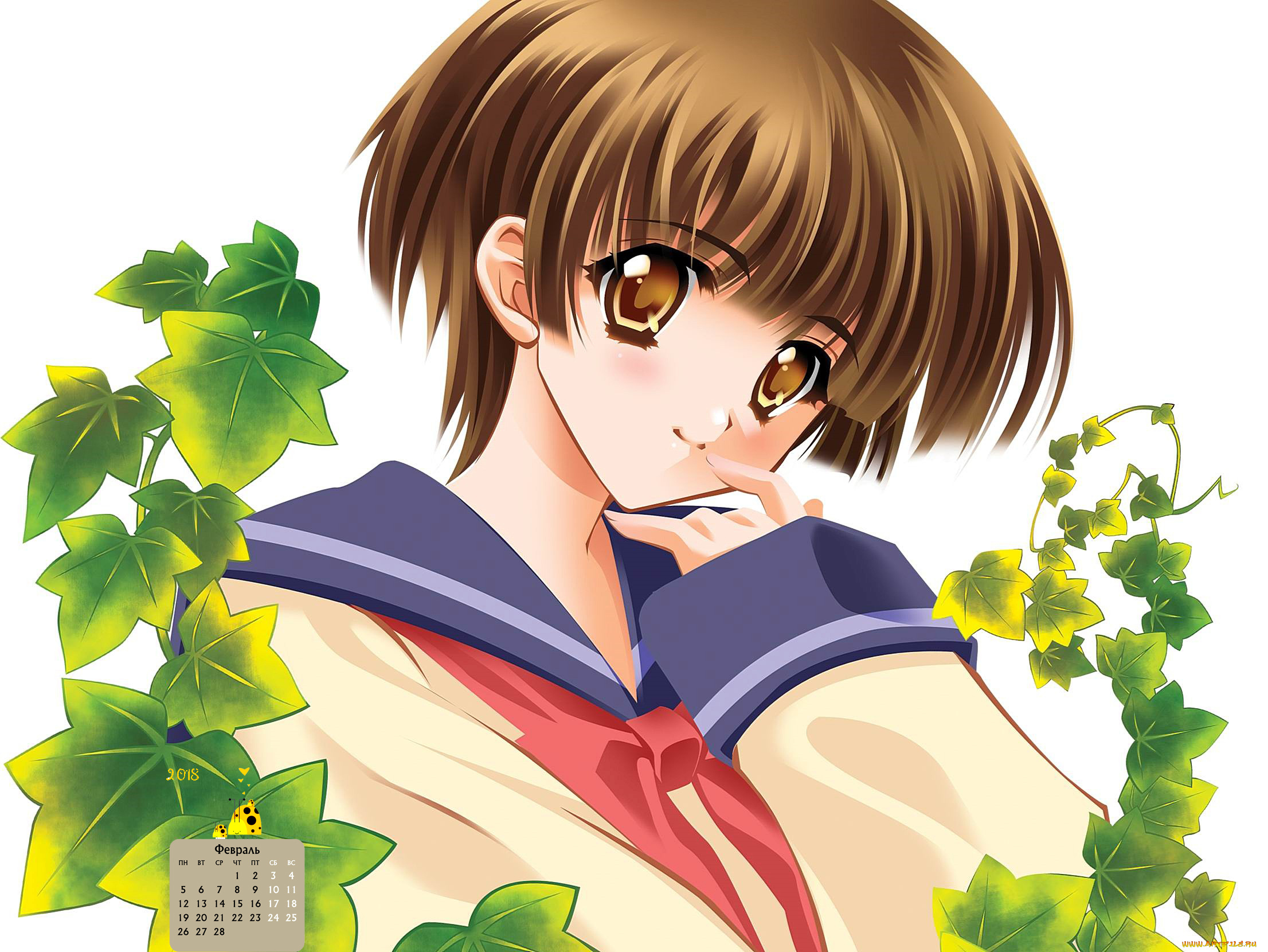 календари, аниме, девушка, взгляд, 2018