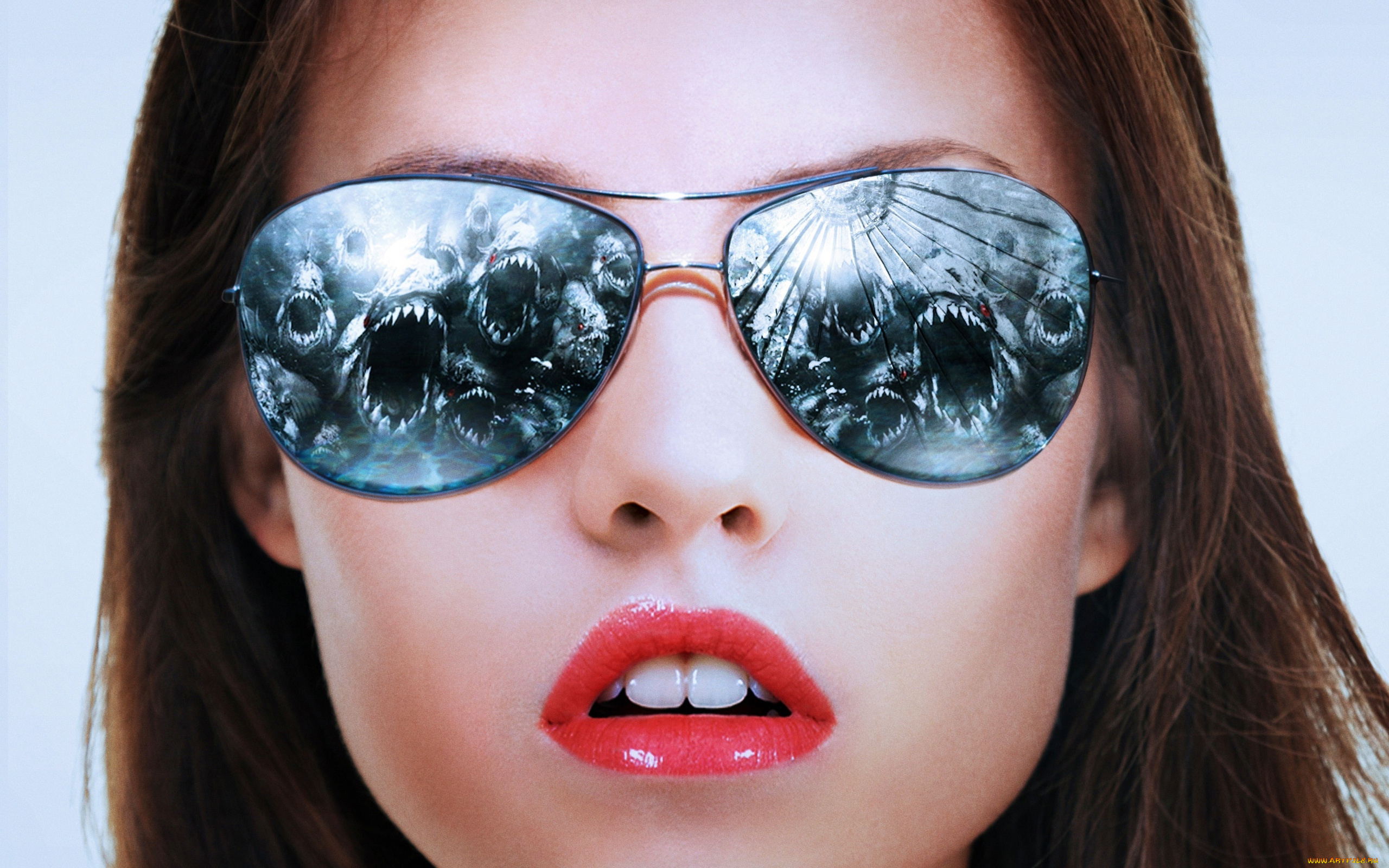 кино, фильмы, piranha, 3d, лицо, очки, монстры, модель, daniela, panabeyker