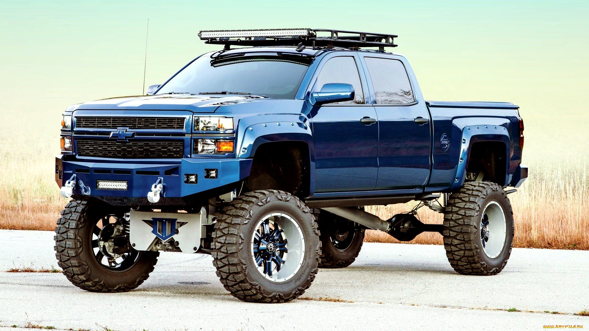 автомобили, custom, pick-up, chevrolet, silverado, вид, спереди, монстр, грузовик, тюнинг, американские, chevy, шевроле