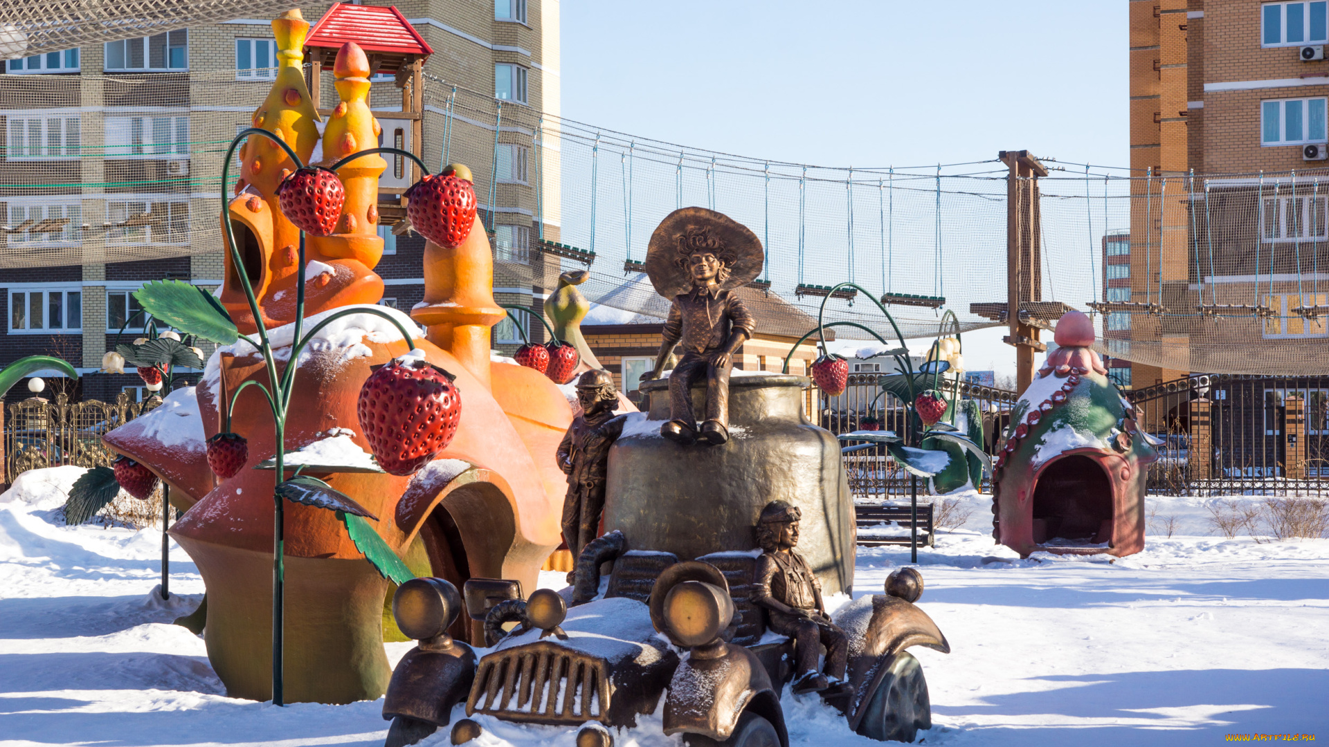 города, -, памятники, , скульптуры, , арт-объекты, парк, лукоморье, совхоз, имени, ленина, персонажи, из, книги, незнайка, и, его, друзья