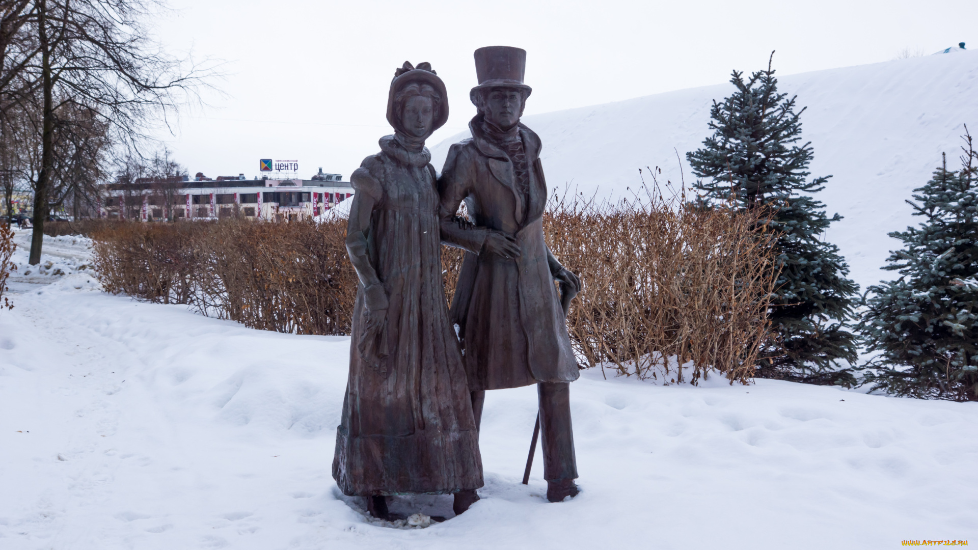 города, дмитров, , россия, фигуры, жители, прошлого, дмитров, московская, область, зима