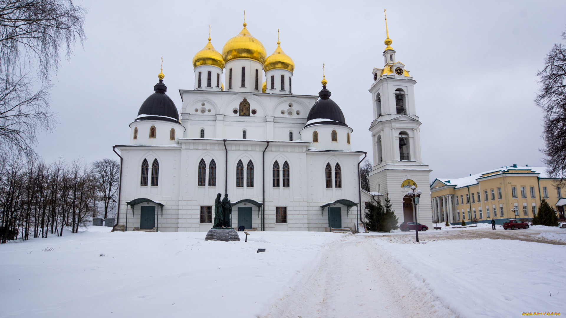 города, дмитров, , россия, успенский, собор, дмитров, зима, православие, московская, область